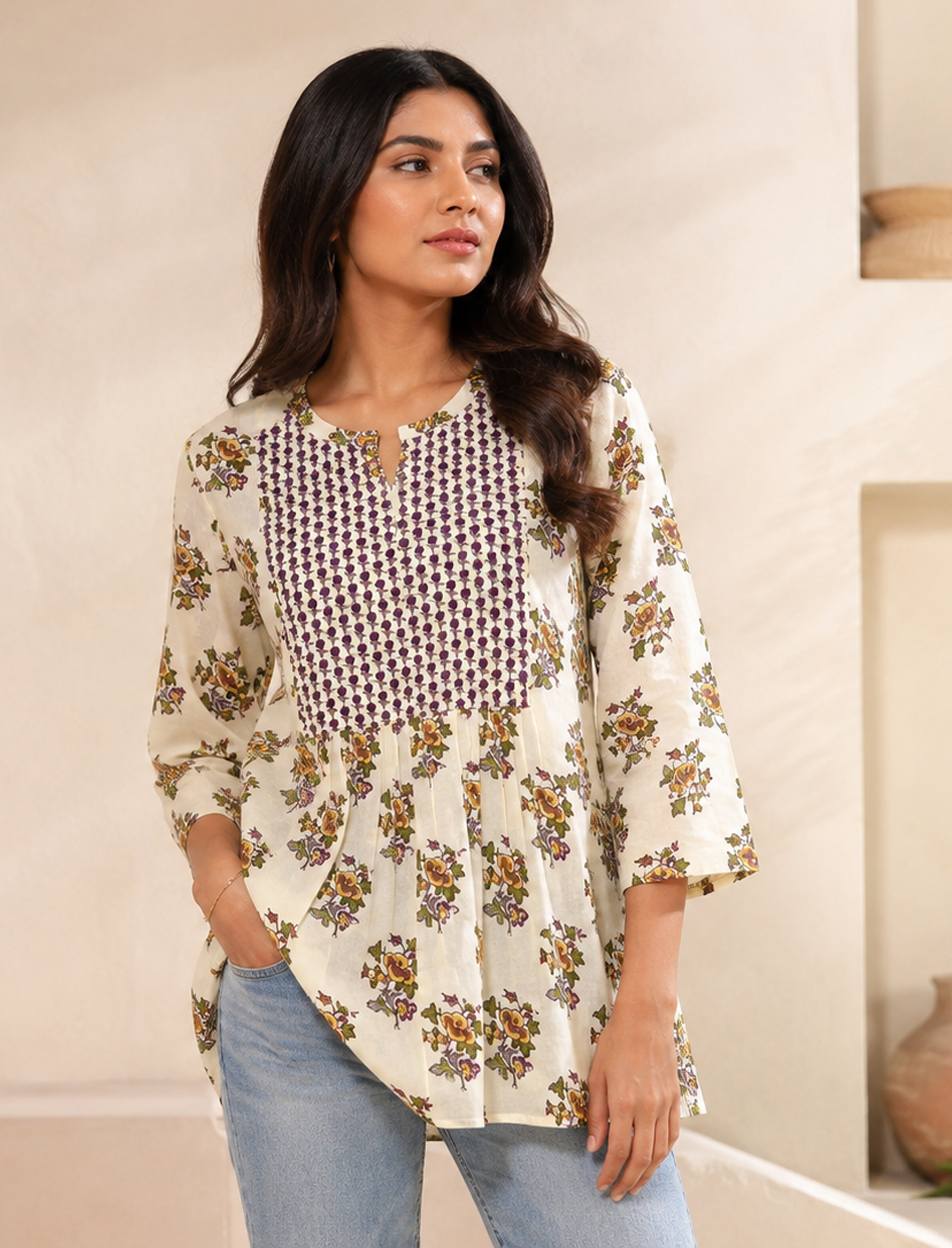 Butta Hand Block Printed Cotton Top