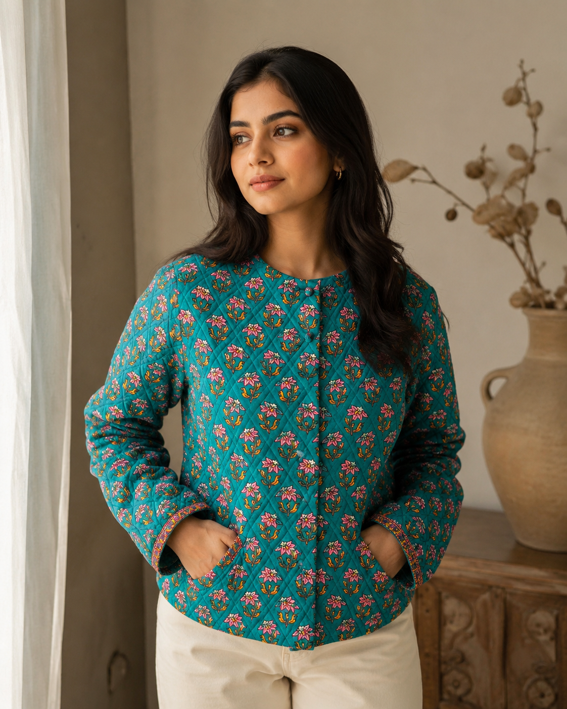 Cotton Hand Block Printed Jacket