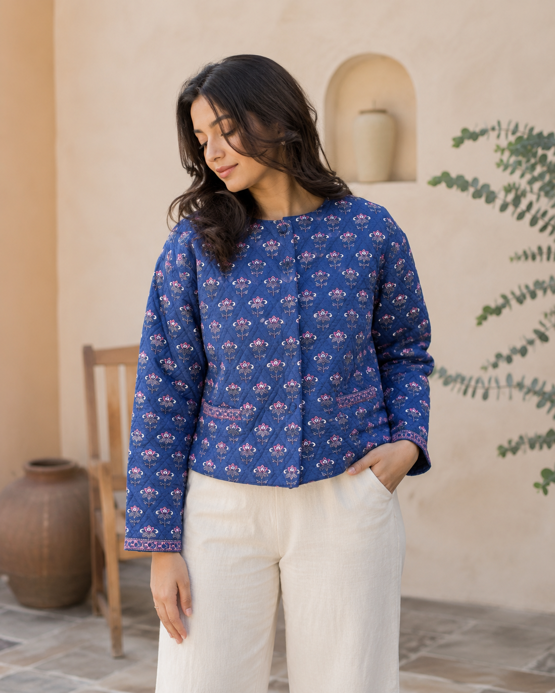 Cotton Hand Block Printed Jacket