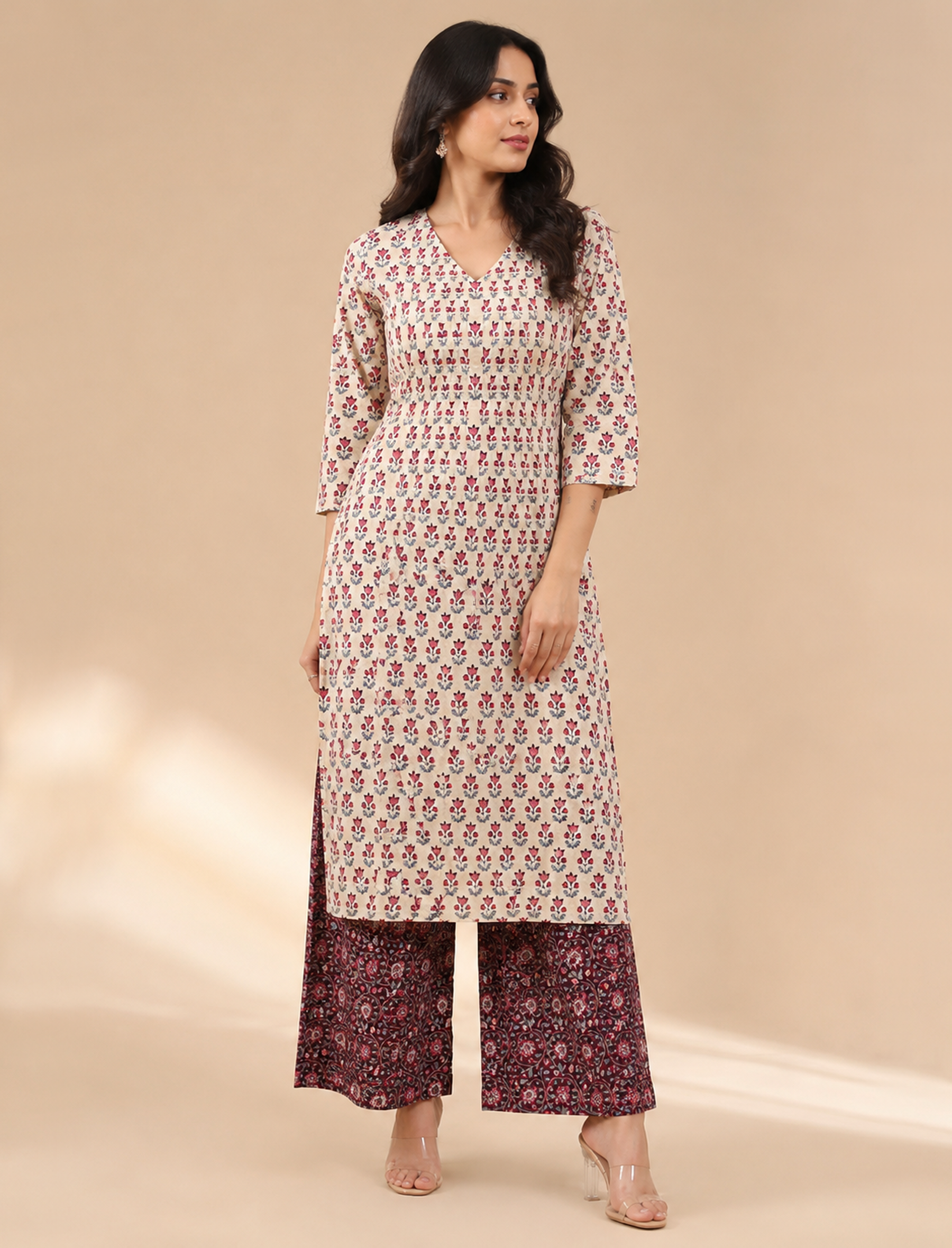 Block Printed Cotton Kurta Pant Set