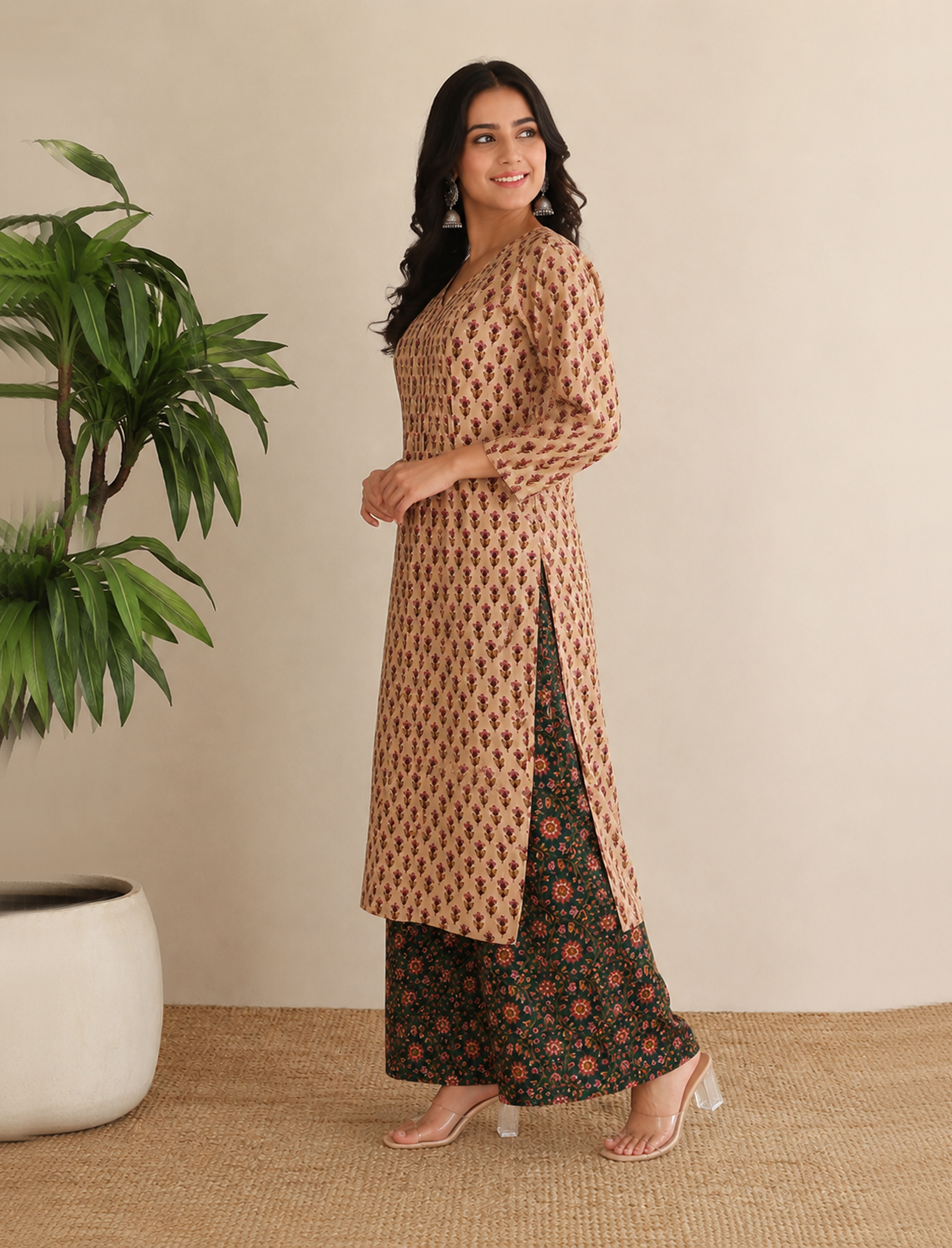 Block Printed Cotton Kurta Pant Set