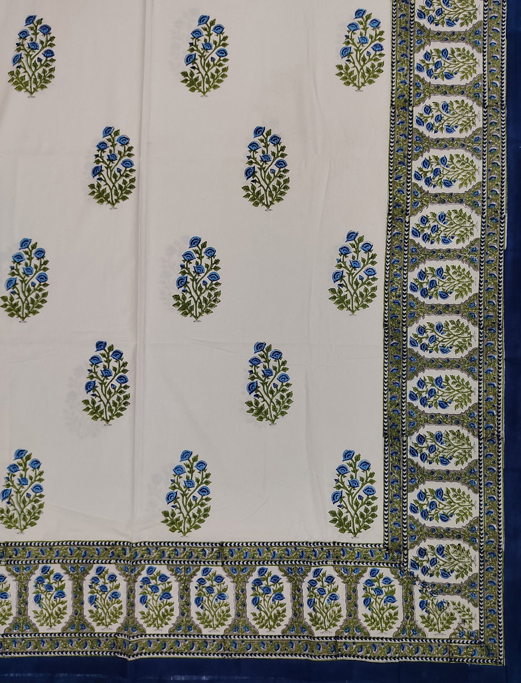 Hand Block Printed Cotton Double Bedsheet With Pillow Cover