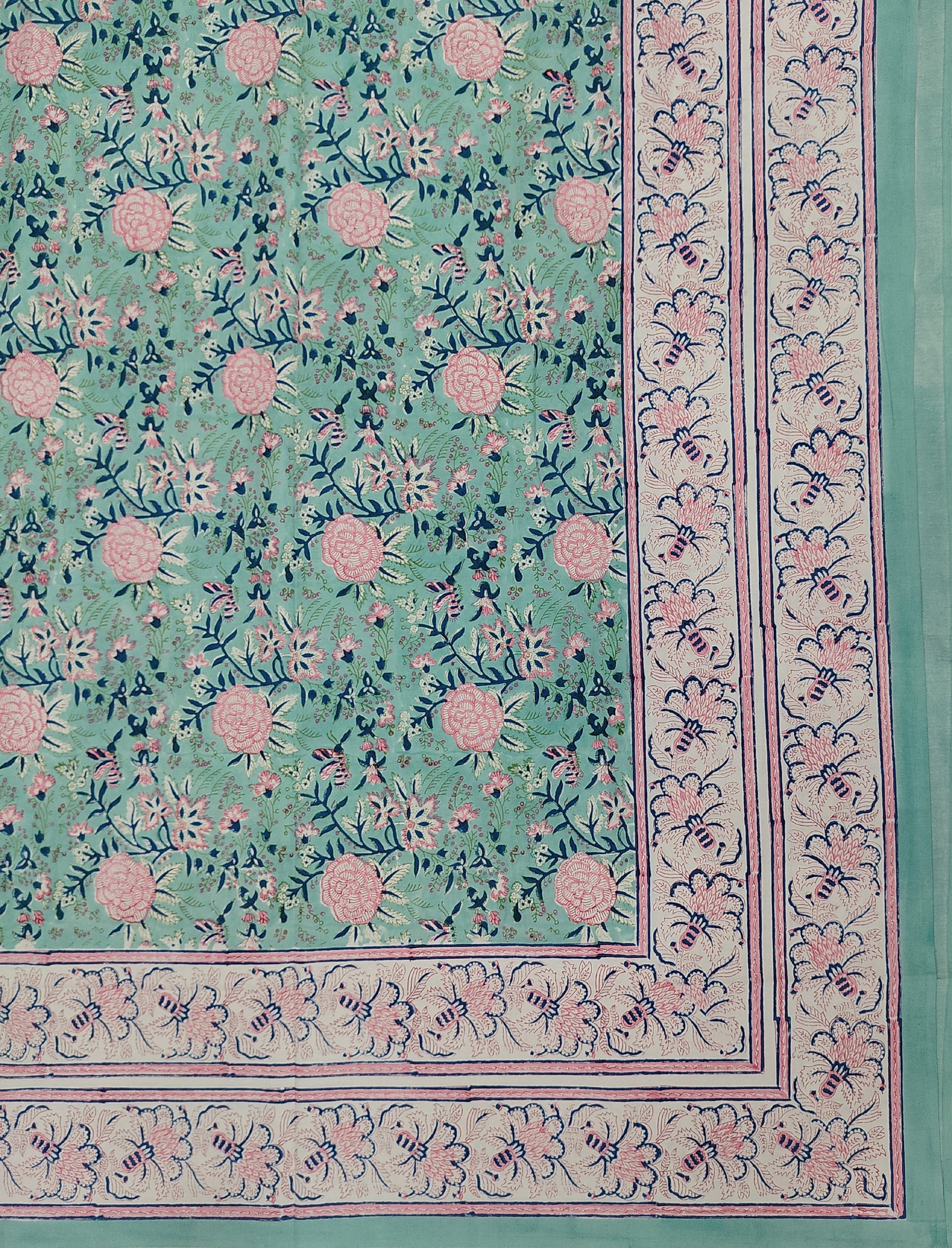 Hand Block Printed Cotton Double Bedsheet With Pillow Cover