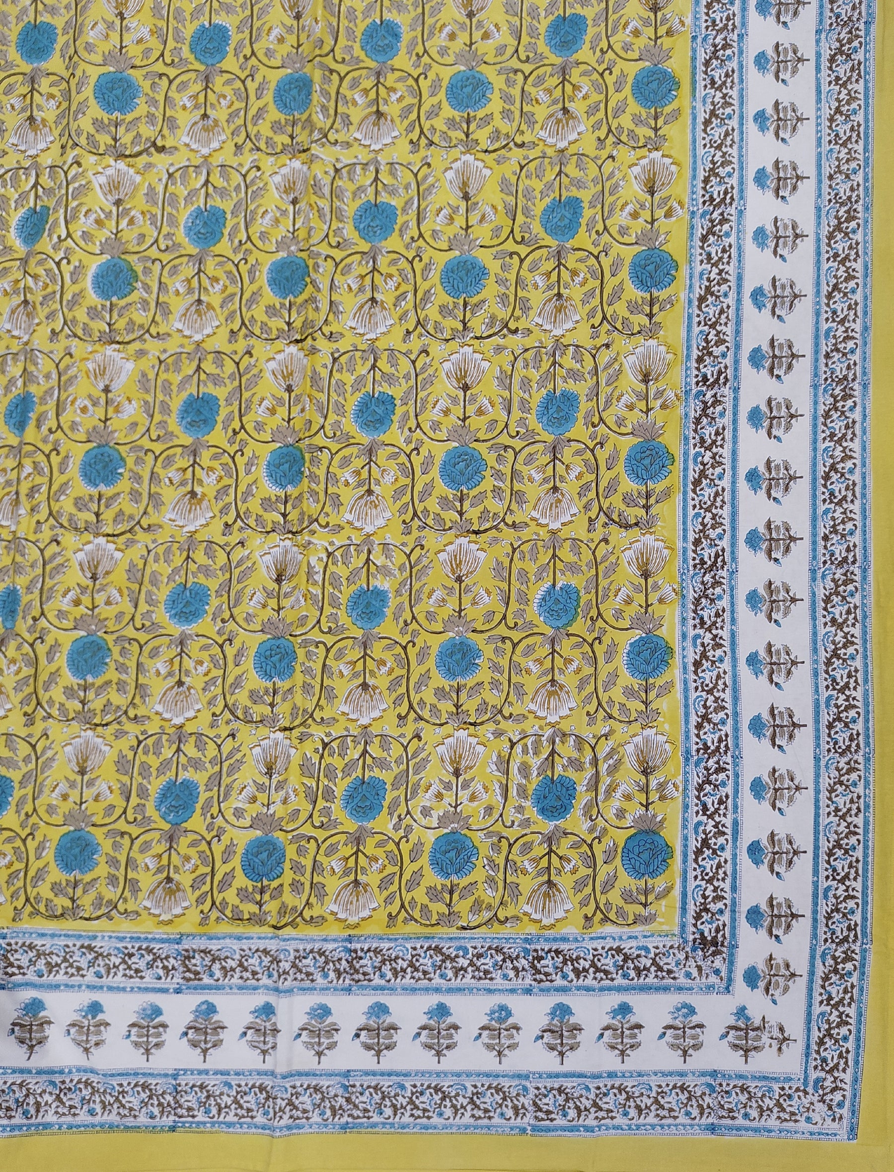 Hand Block Printed Cotton Double Bedsheet With Pillow Cover