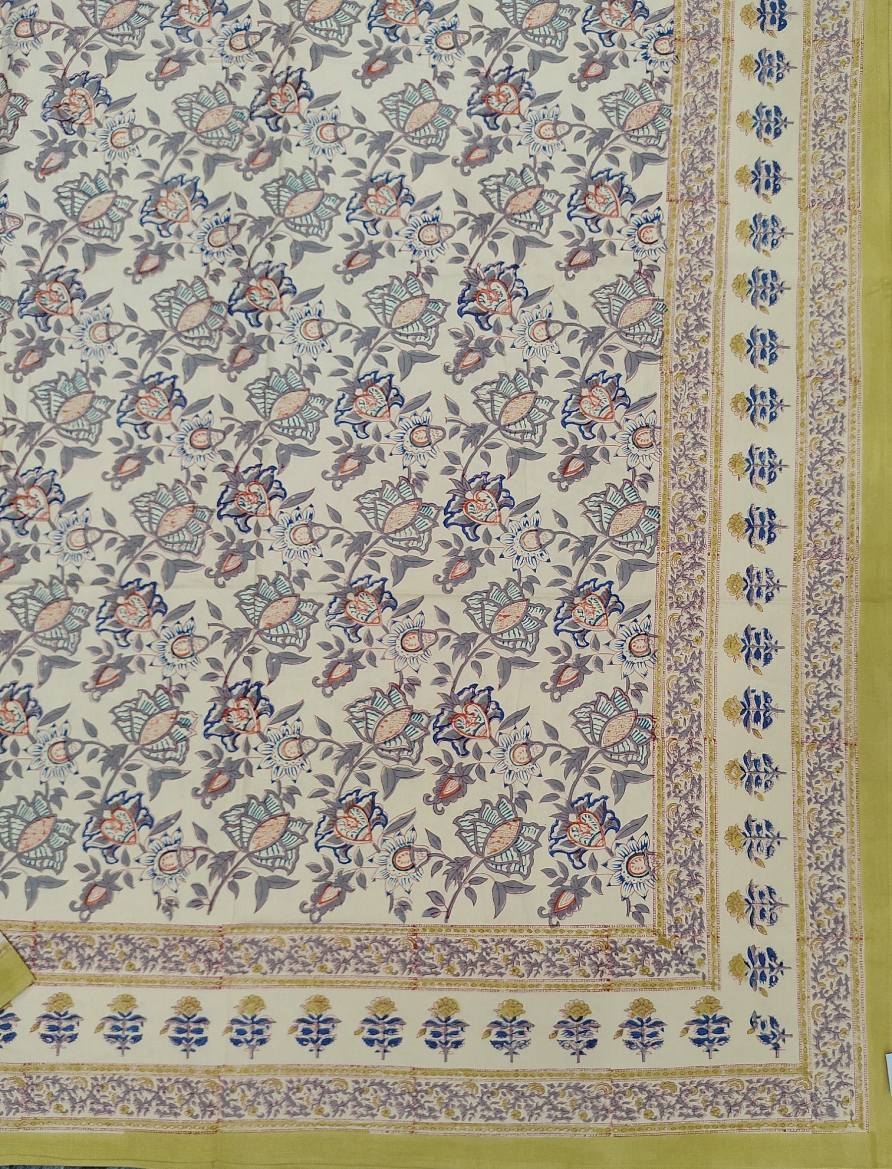 Hand Block Printed Cotton Double Bedsheet With Pillow Cover