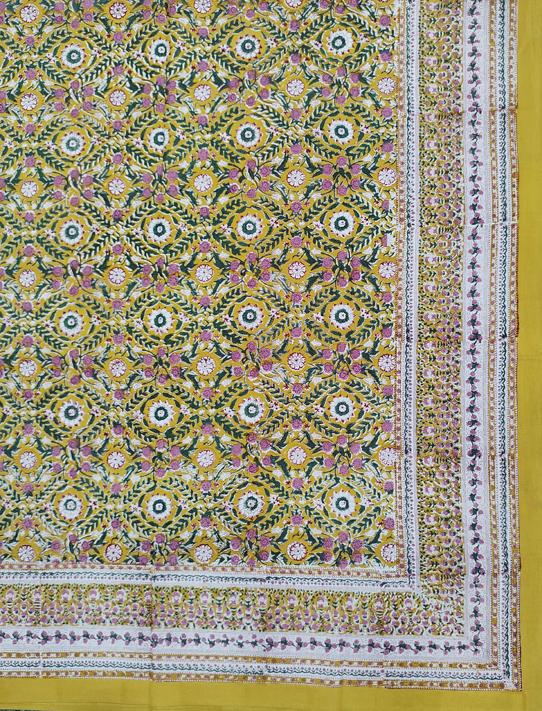 Hand Block Printed Cotton Double Bedsheet With Pillow Cover