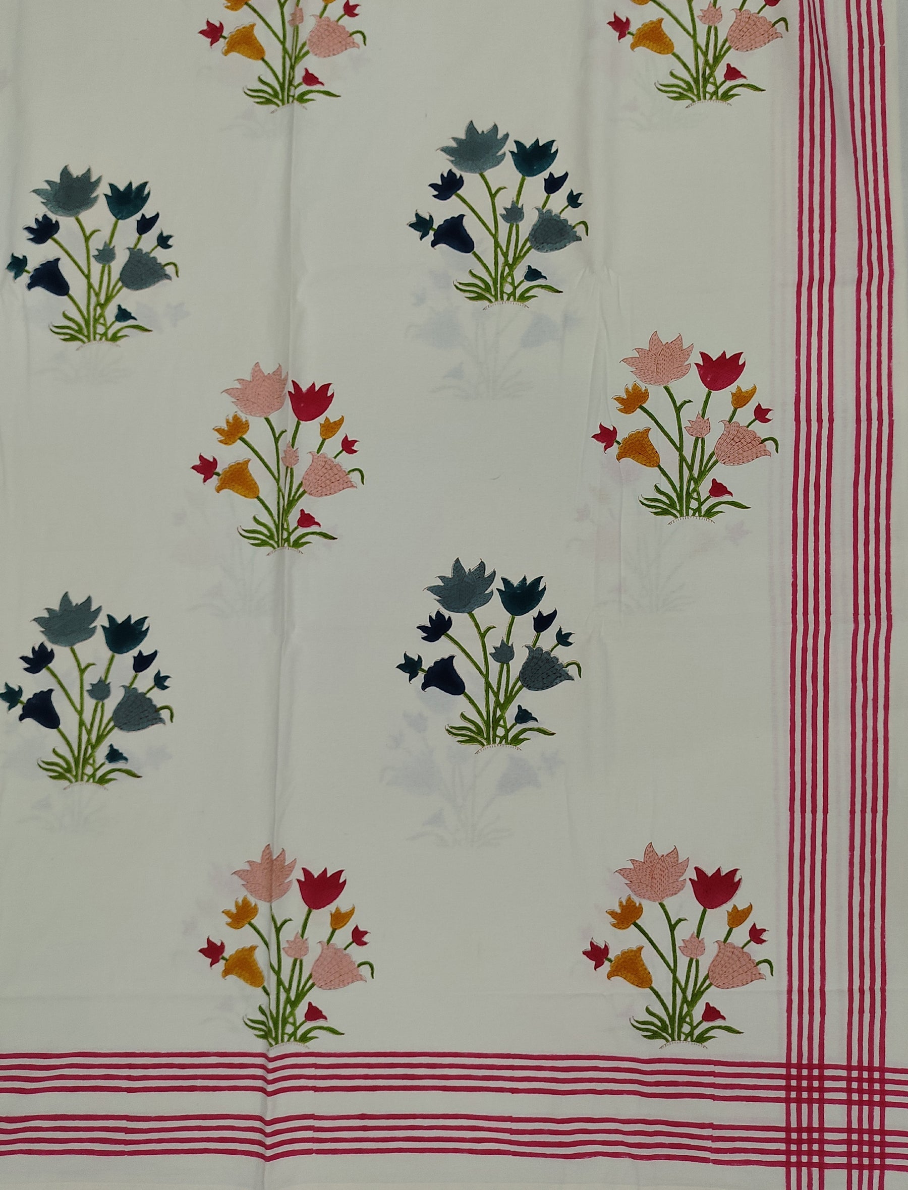 Hand Block Printed Cotton Double Bedsheet With Pillow Cover