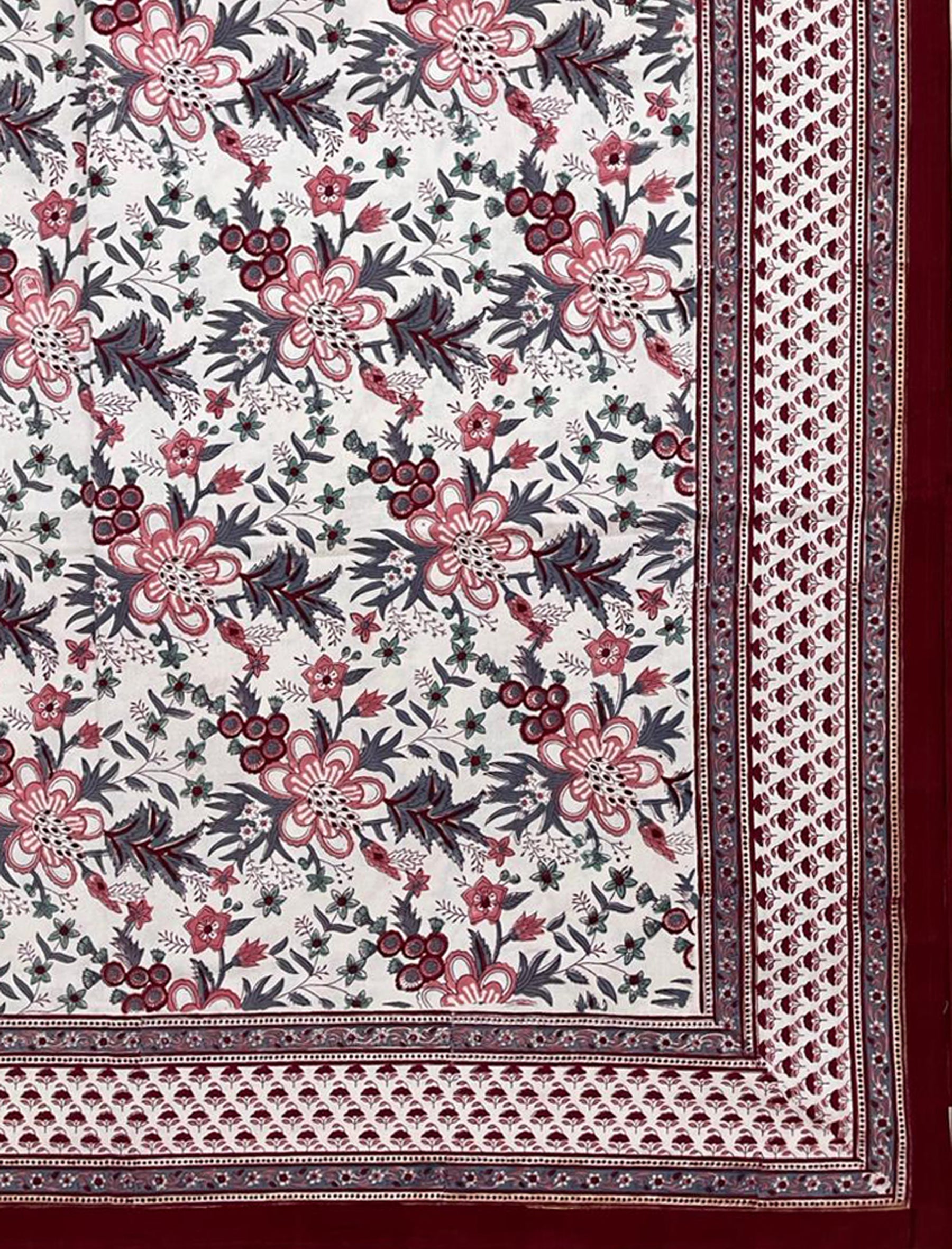 Hand Block Printed Cotton Double Bedsheet With Pillow Cover
