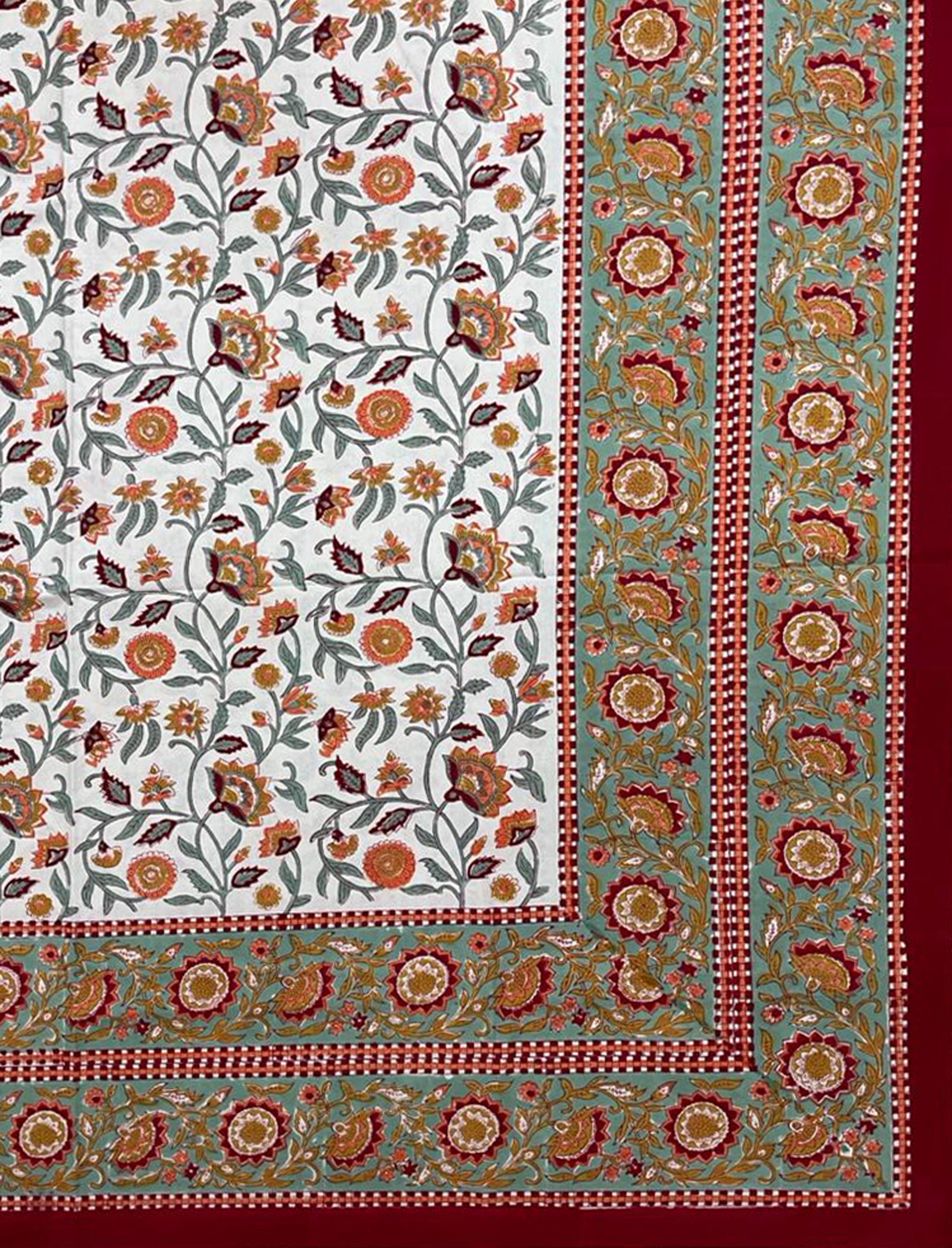 Hand Block Printed Cotton Double Bedsheet With Pillow Cover