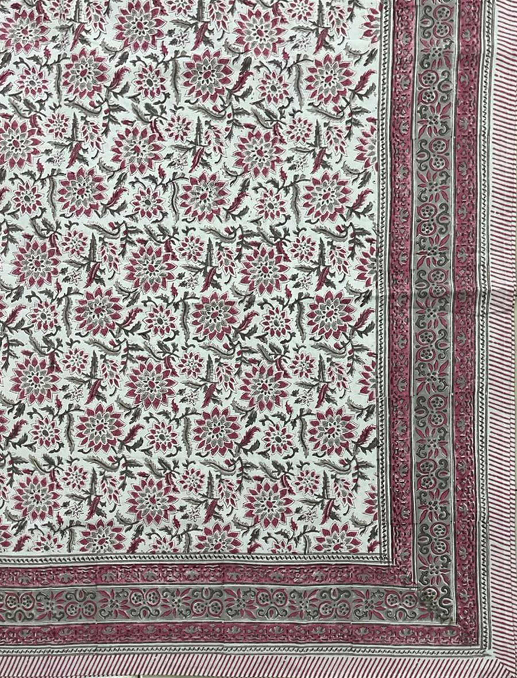 Hand Block Printed Cotton Double Bedsheet With Pillow Cover