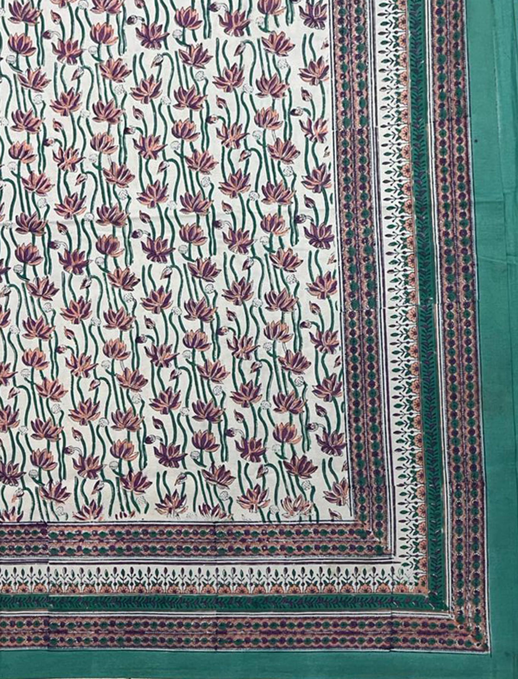 Hand Block Printed Cotton Double Bedsheet With Pillow Cover