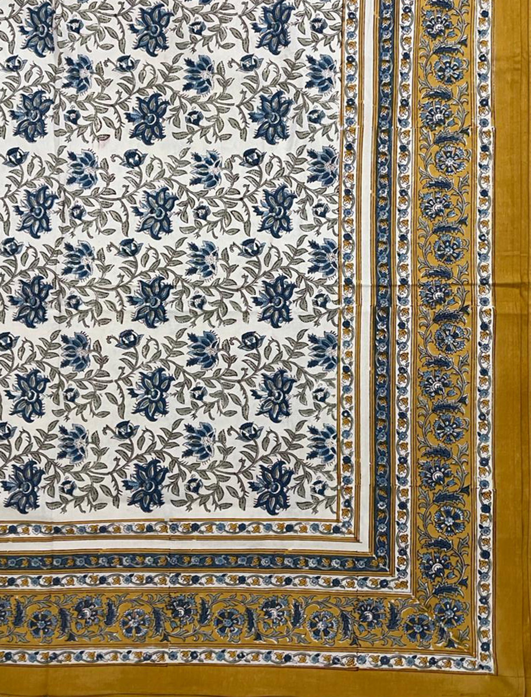 Hand Block Printed Cotton Double Bedsheet With Pillow Cover