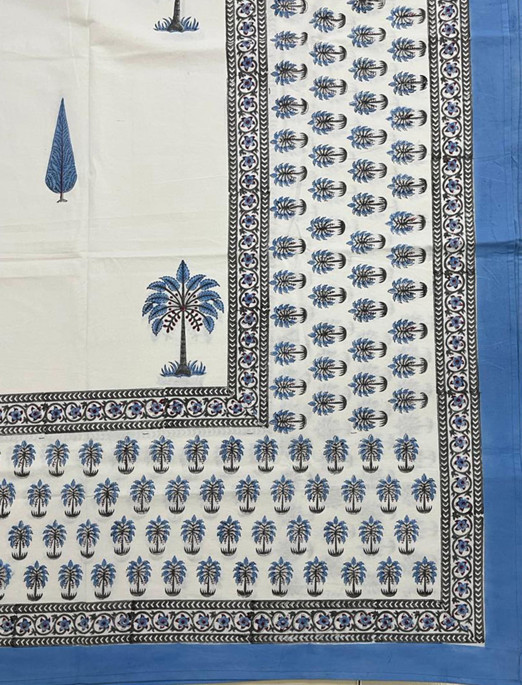 Hand Block Printed Cotton Double Bedsheet With Pillow Cover