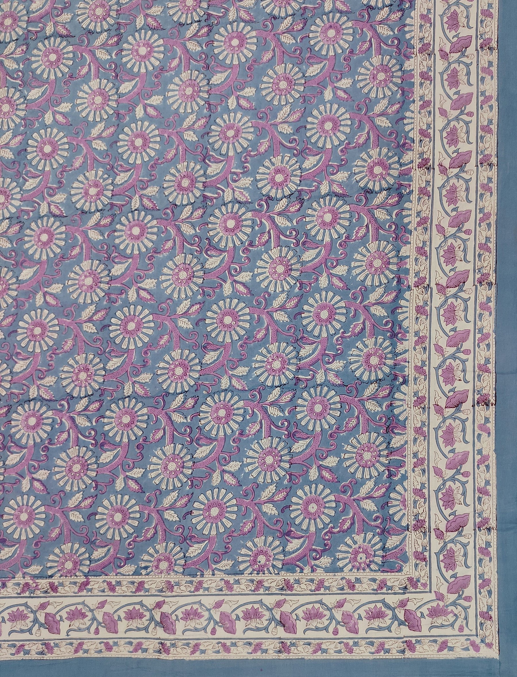 Hand Block Printed Cotton Double Bedsheet With Pillow Covers