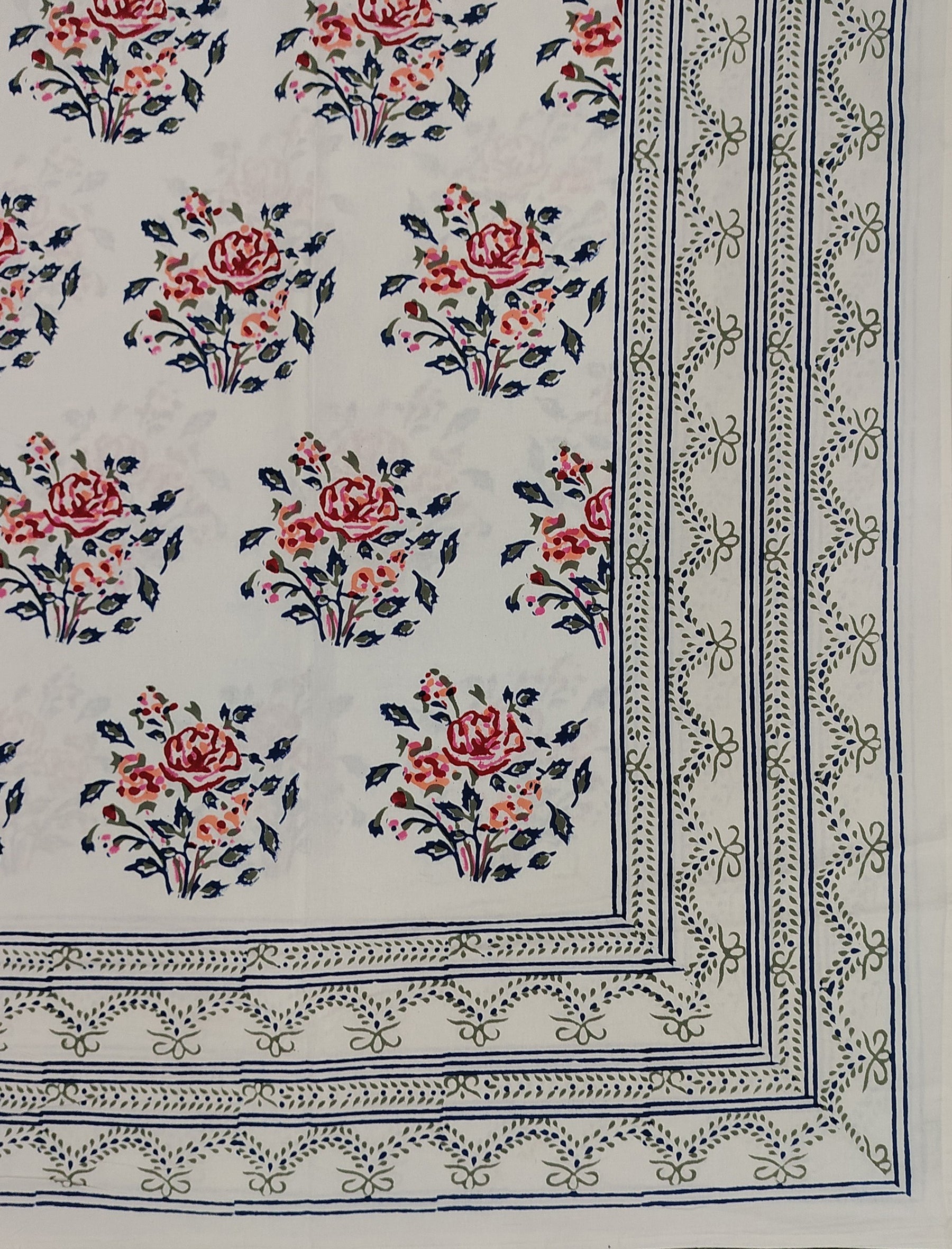 Hand Block Printed Cotton Double Bedsheet With Pillow Covers
