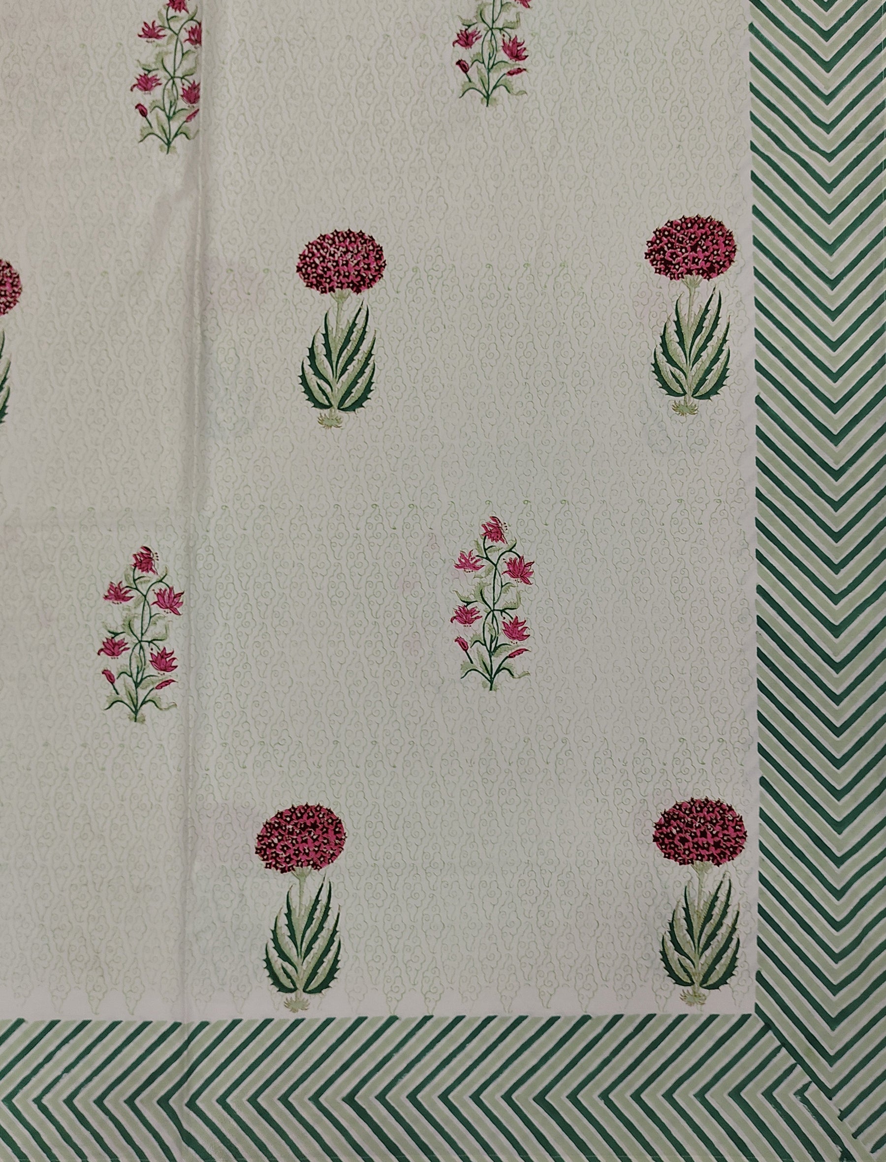 Hand Block Printed Cotton Double Bedsheet With Pillow Cover