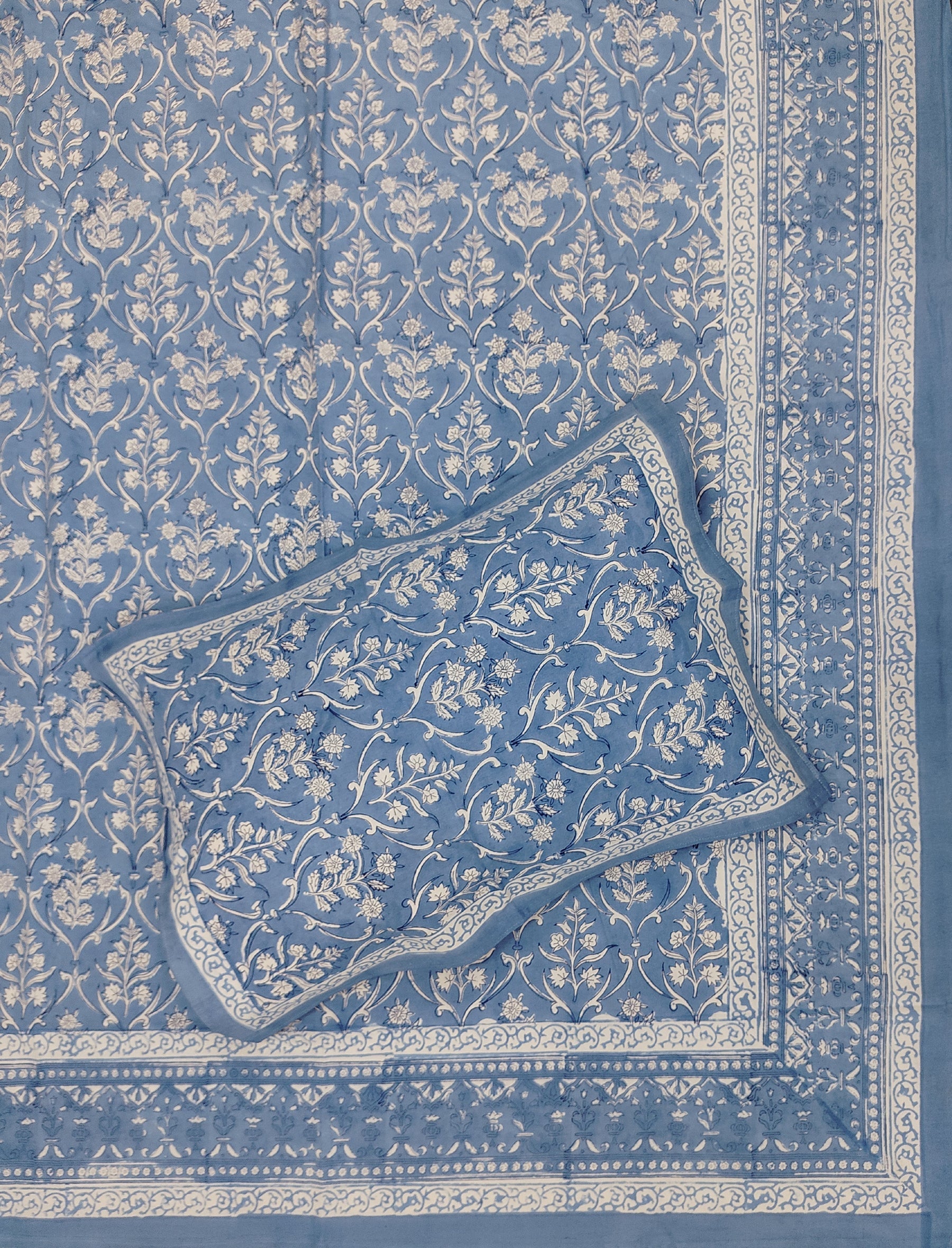 Hand Block Printed Cotton Double Bedsheet With Pillow Cover