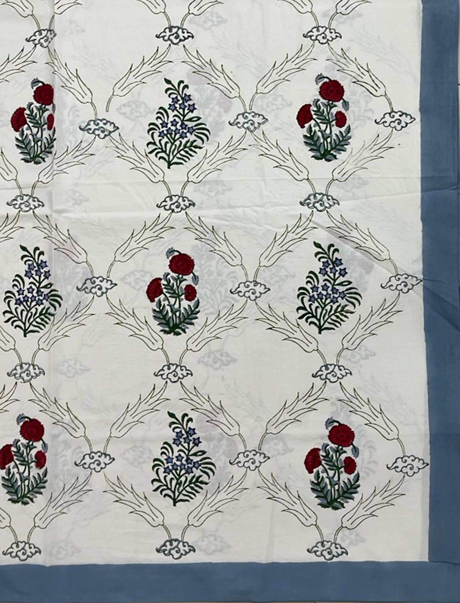 Hand Block Printed Cotton Double Bedsheet With Pillow Cover