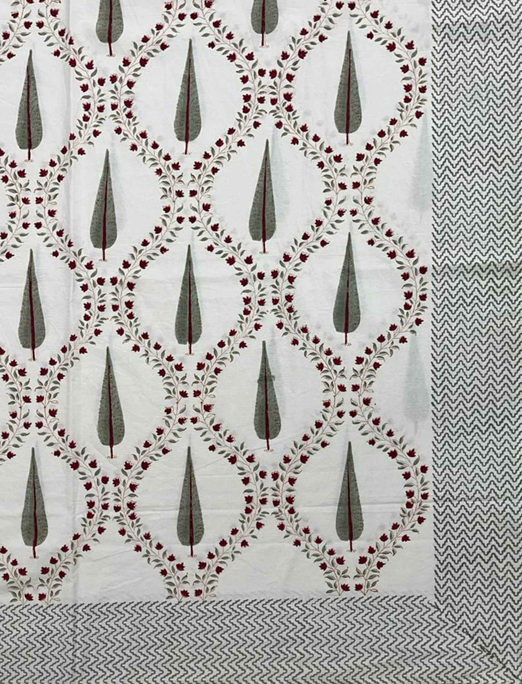 Hand Block Printed Cotton Double Bedsheet With Pillow Cover