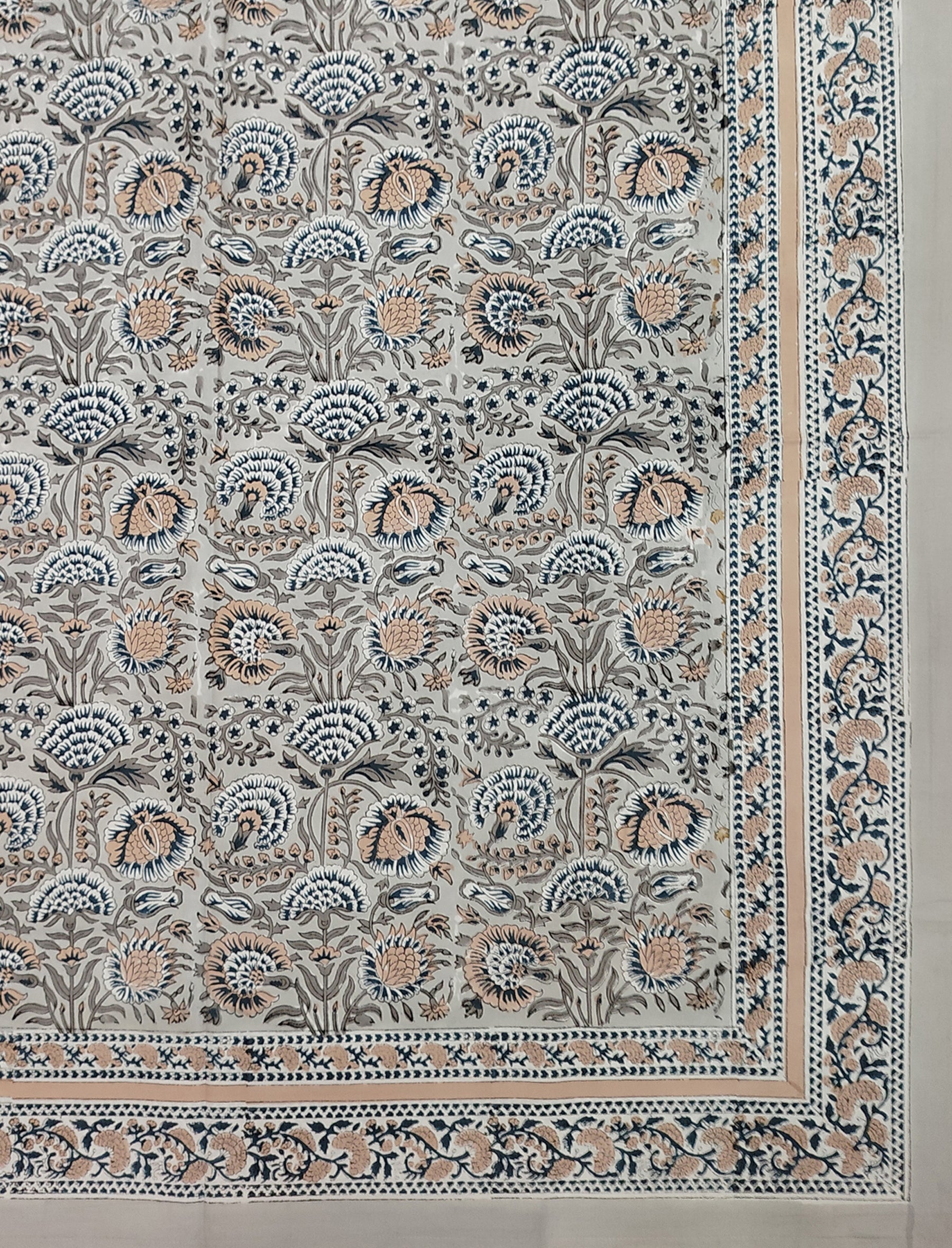 Hand Block Printed Cotton Double Bedsheet With Pillow Cover