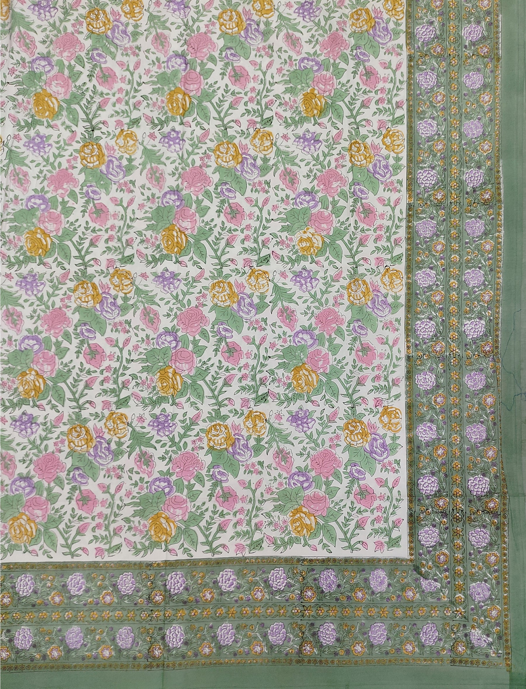 Hand Block Printed Cotton Double Bedsheet With Pillow Cover