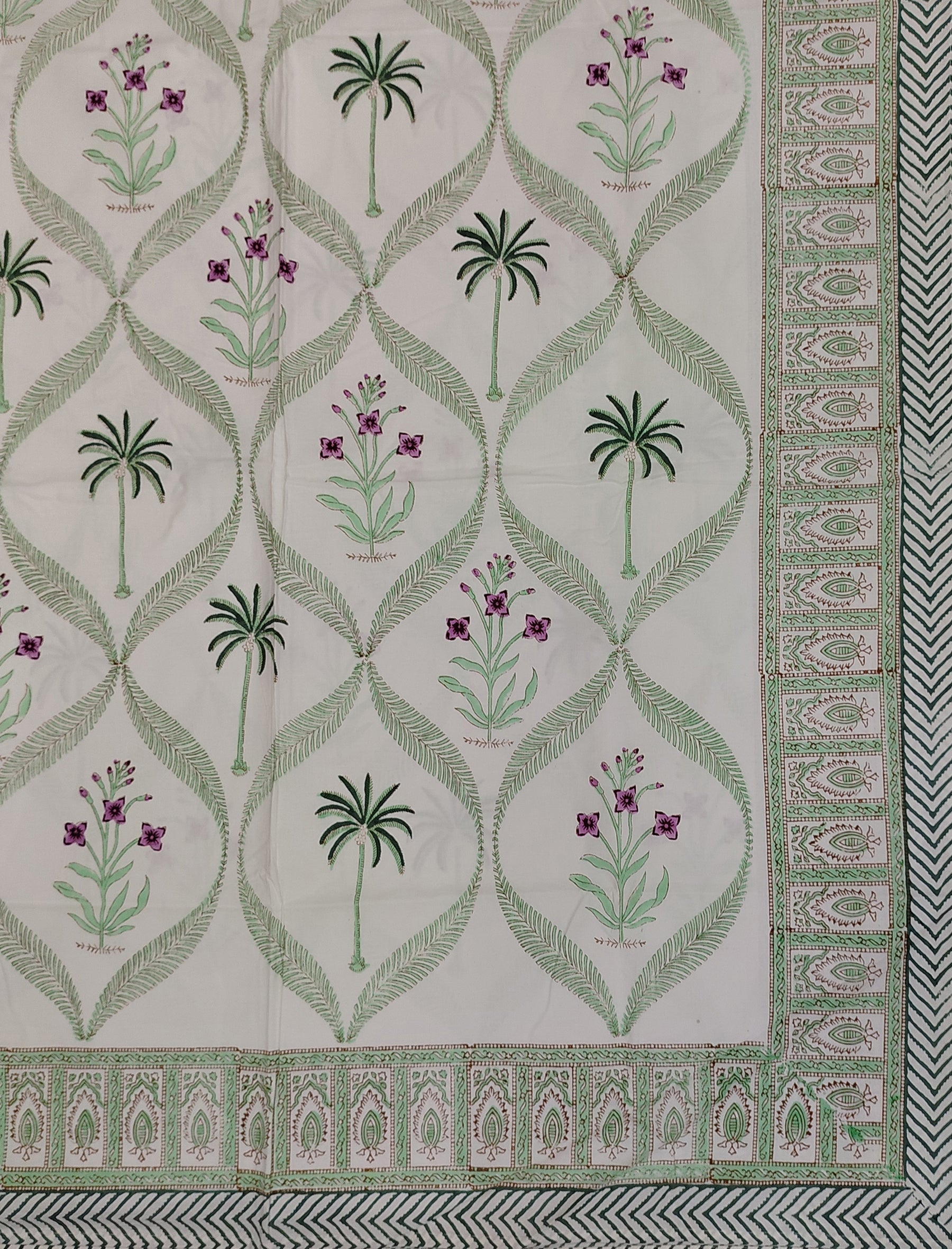 Hand Block Printed Cotton Double Bedsheet With Pillow Cover
