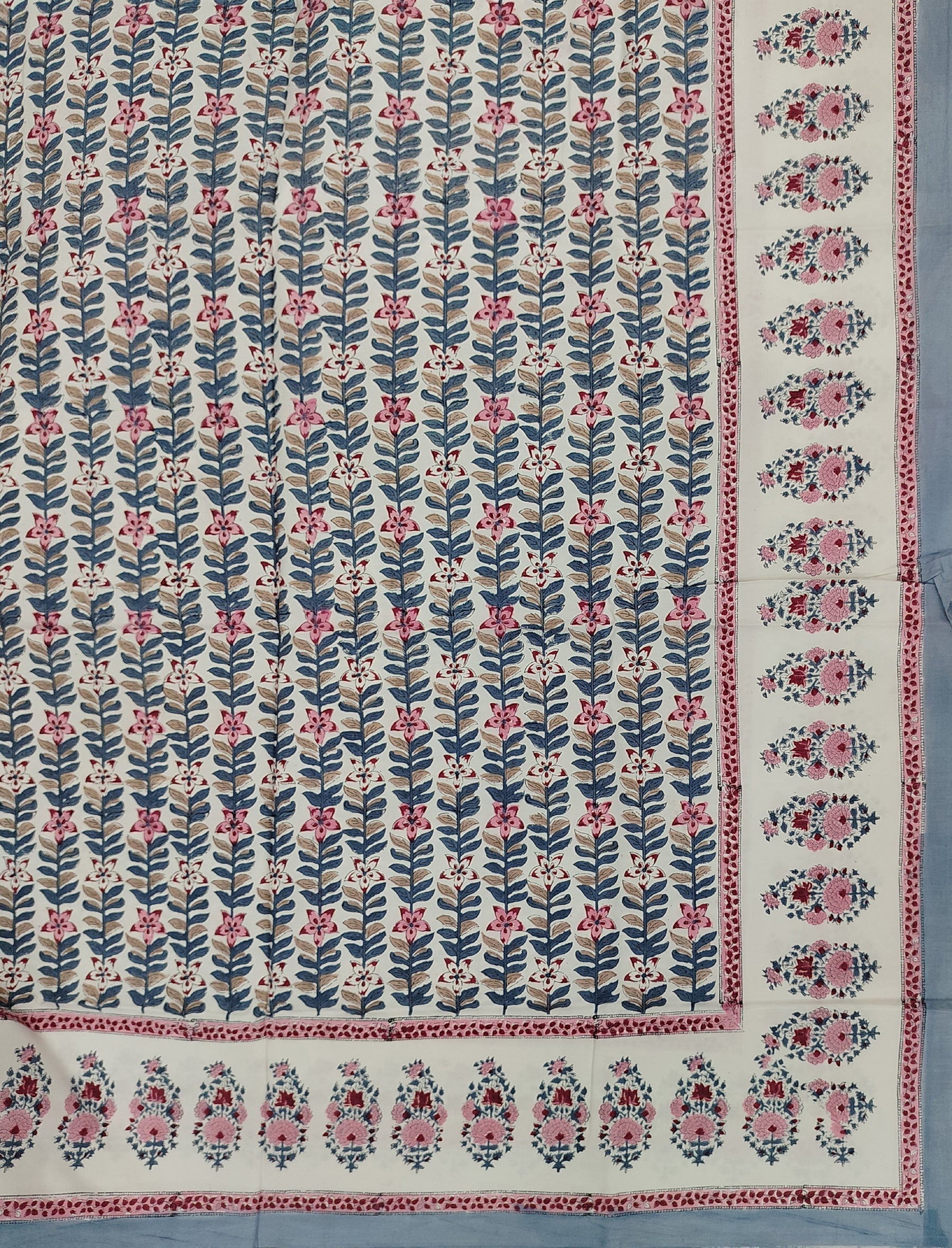 Hand Block Printed Cotton Double Bedsheet With Pillow Cover