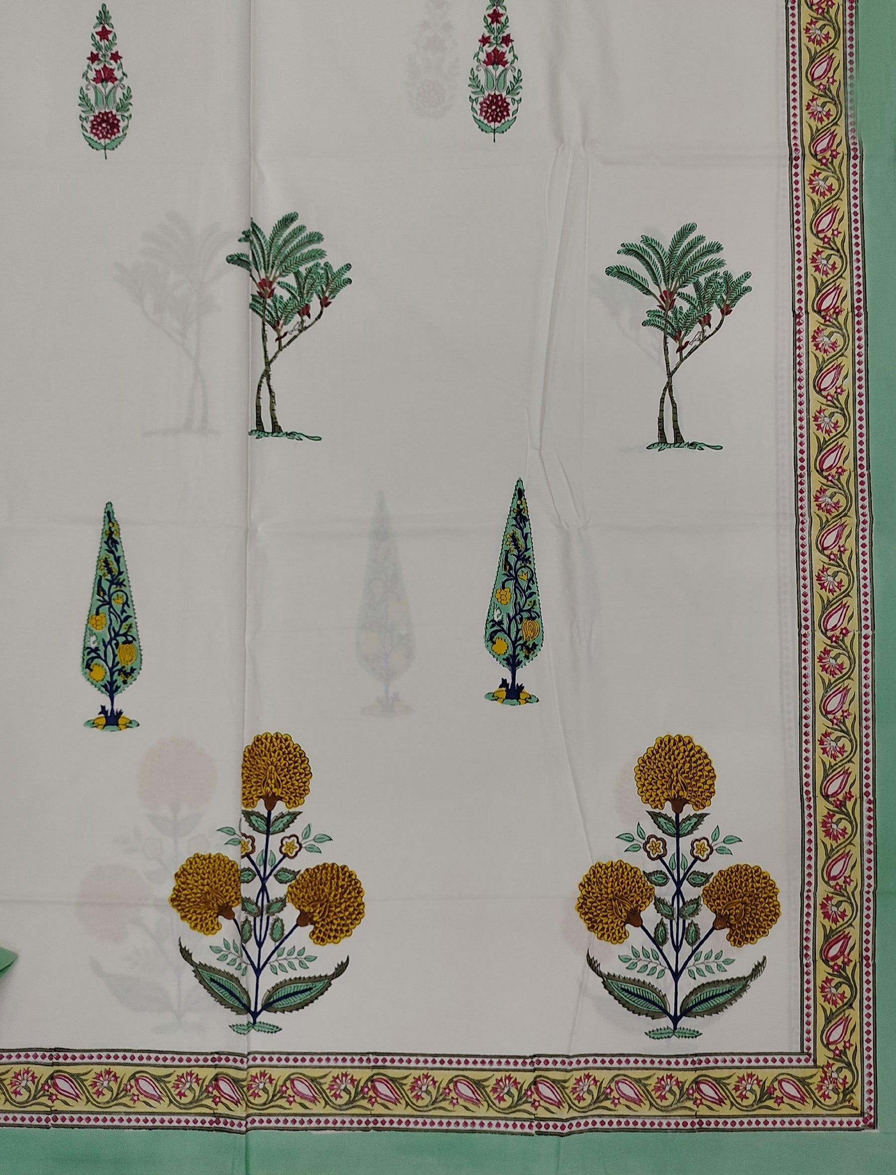 Hand Block Printed Cotton Double Bedsheet With Pillow Cover