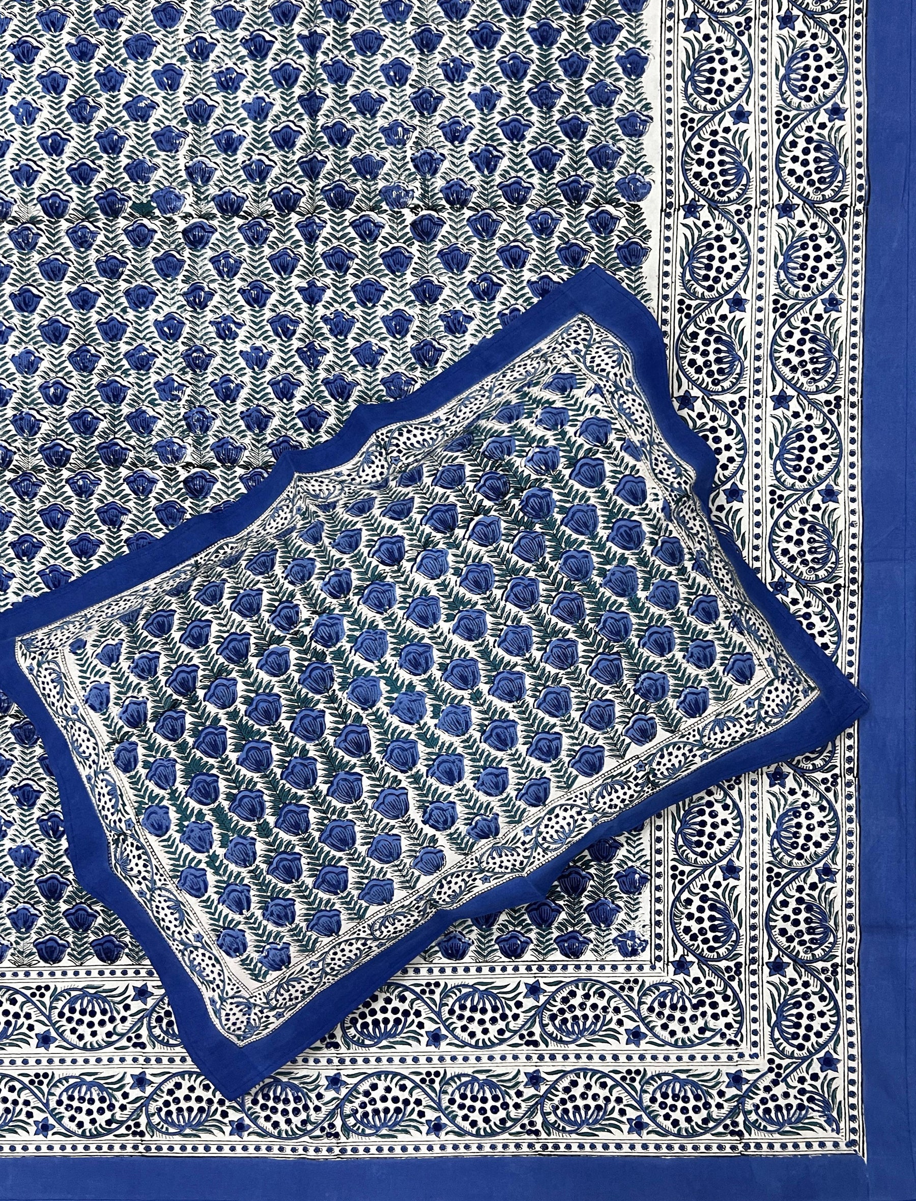 Hand Block Printed Cotton Double Bedsheet With Pillow Cover