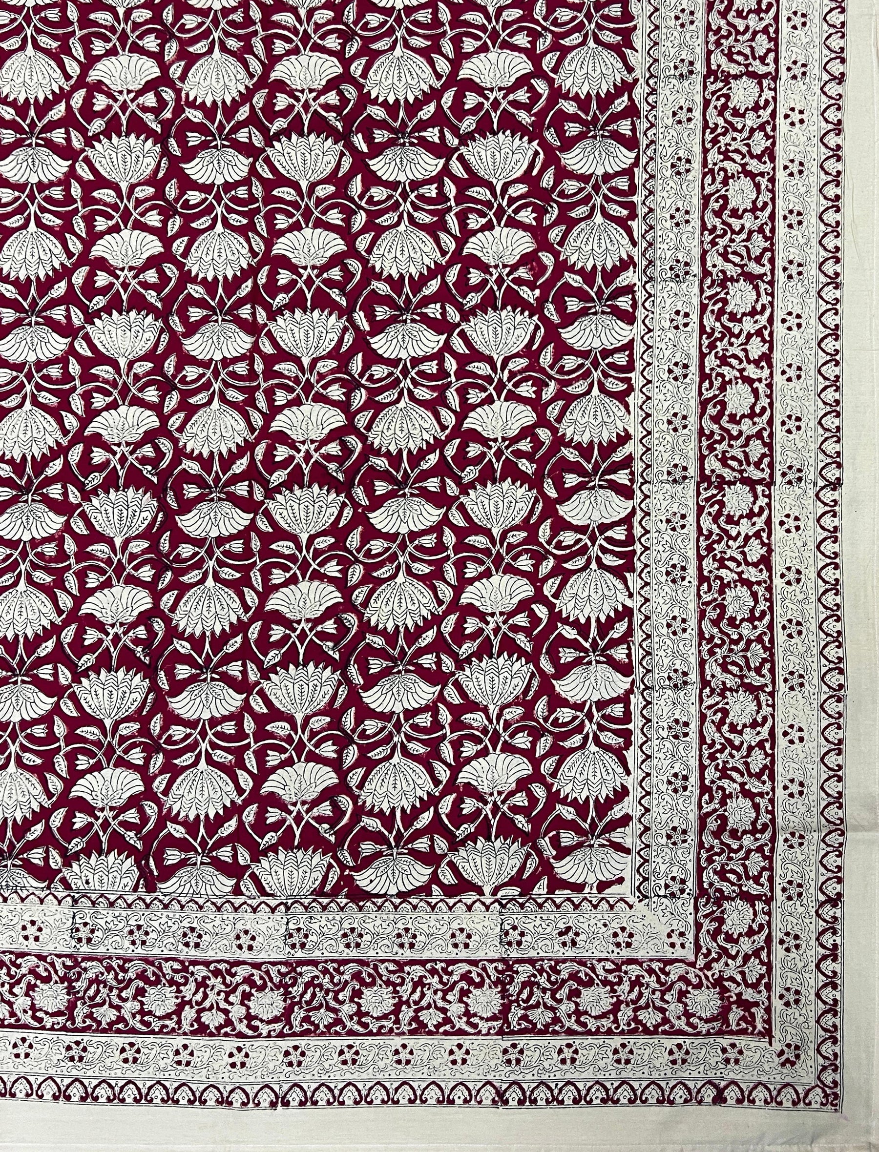 Hand Block Printed Cotton Double Bedsheet With Pillow Cover