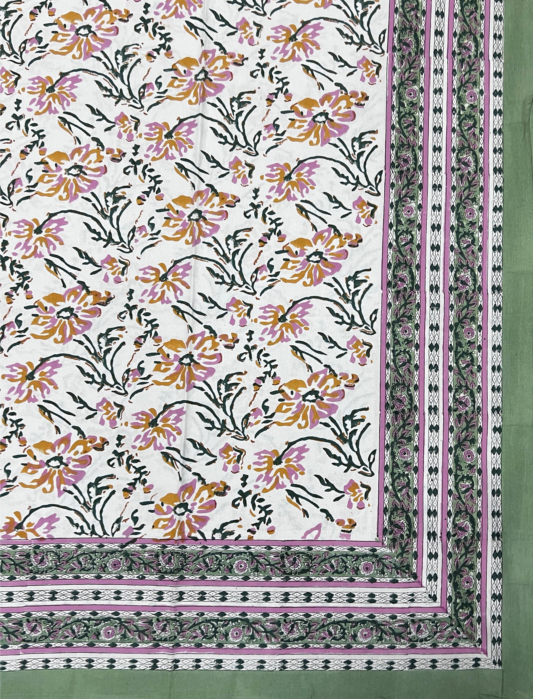 Hand Block Printed Cotton Double Bedsheet With Pillow Cover