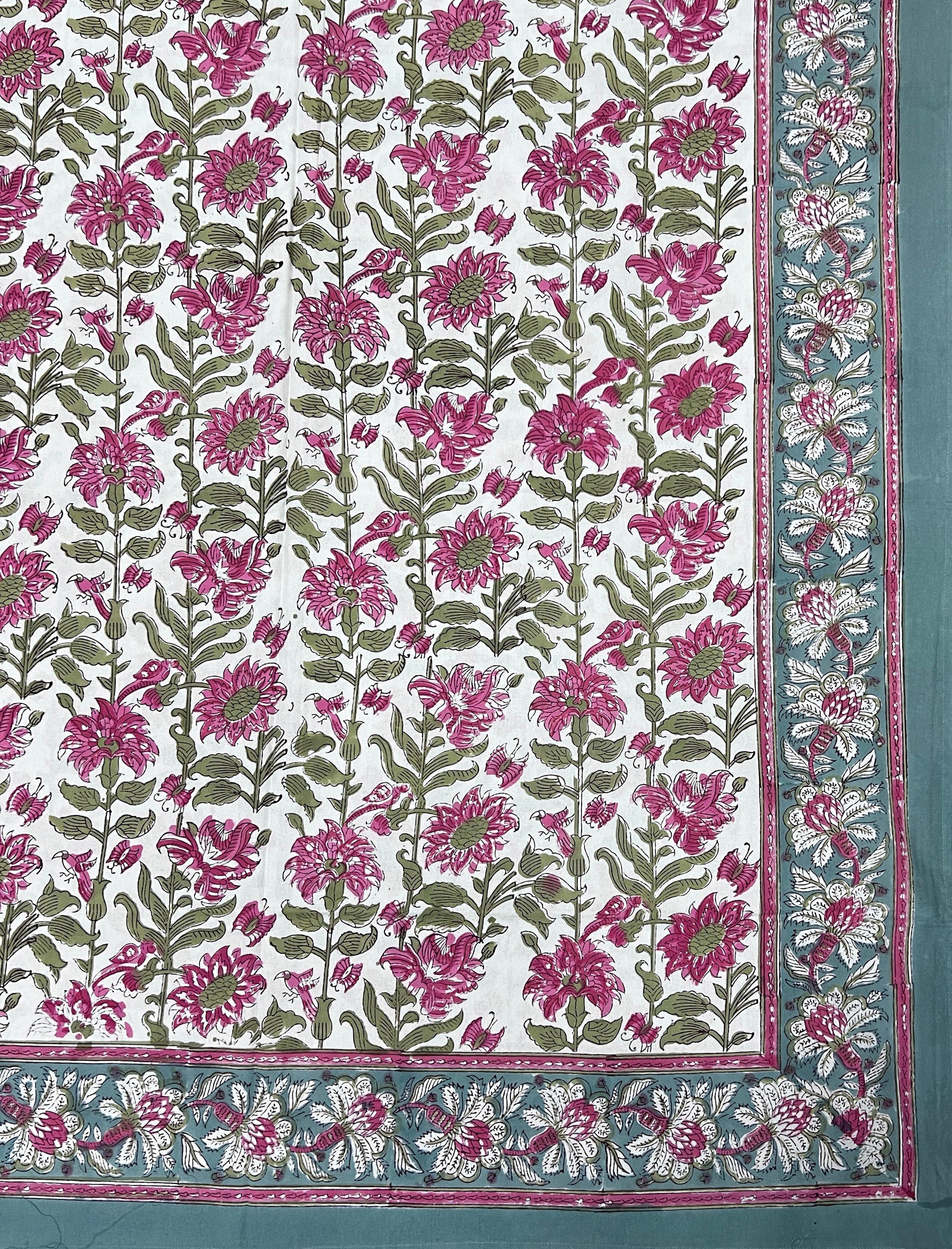 Hand Block Printed Cotton Double Bedsheet With Pillow Cover