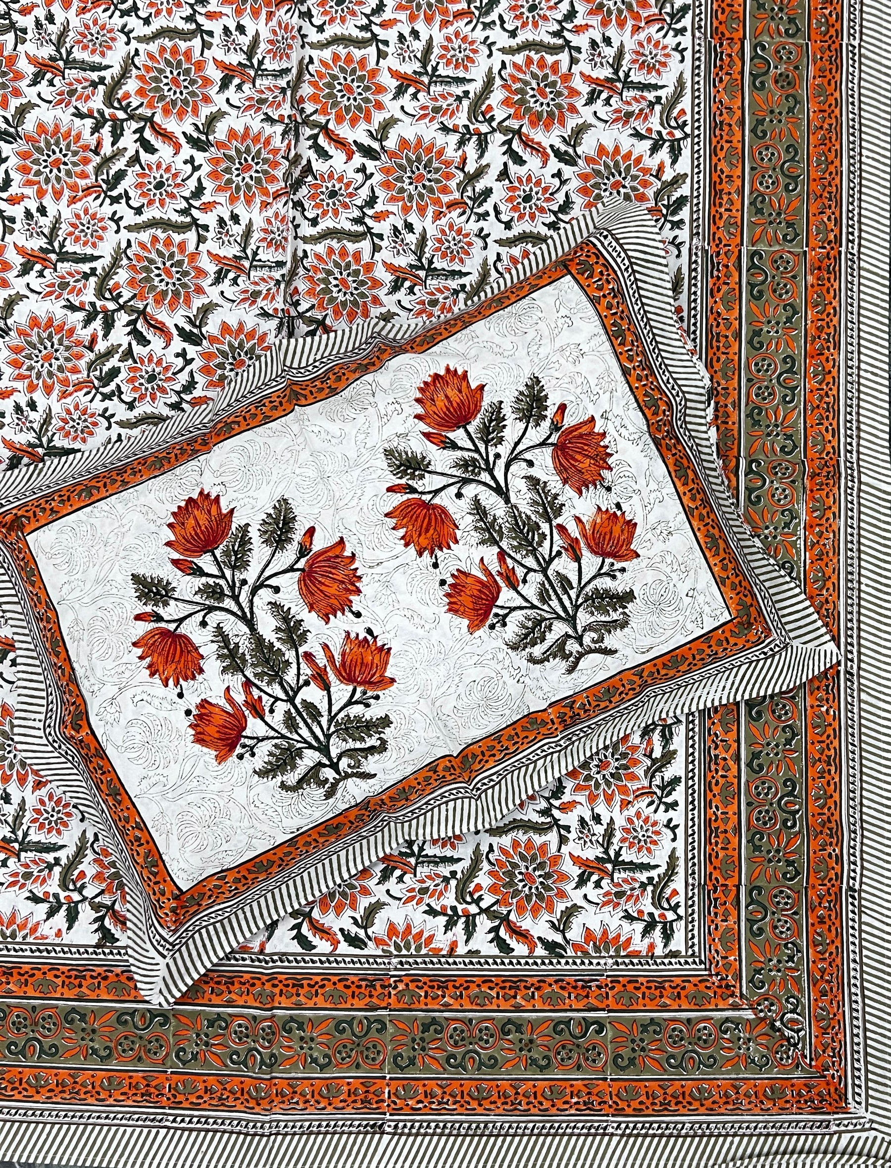 Hand Block Printed Cotton Double Bedsheet With Pillow Cover