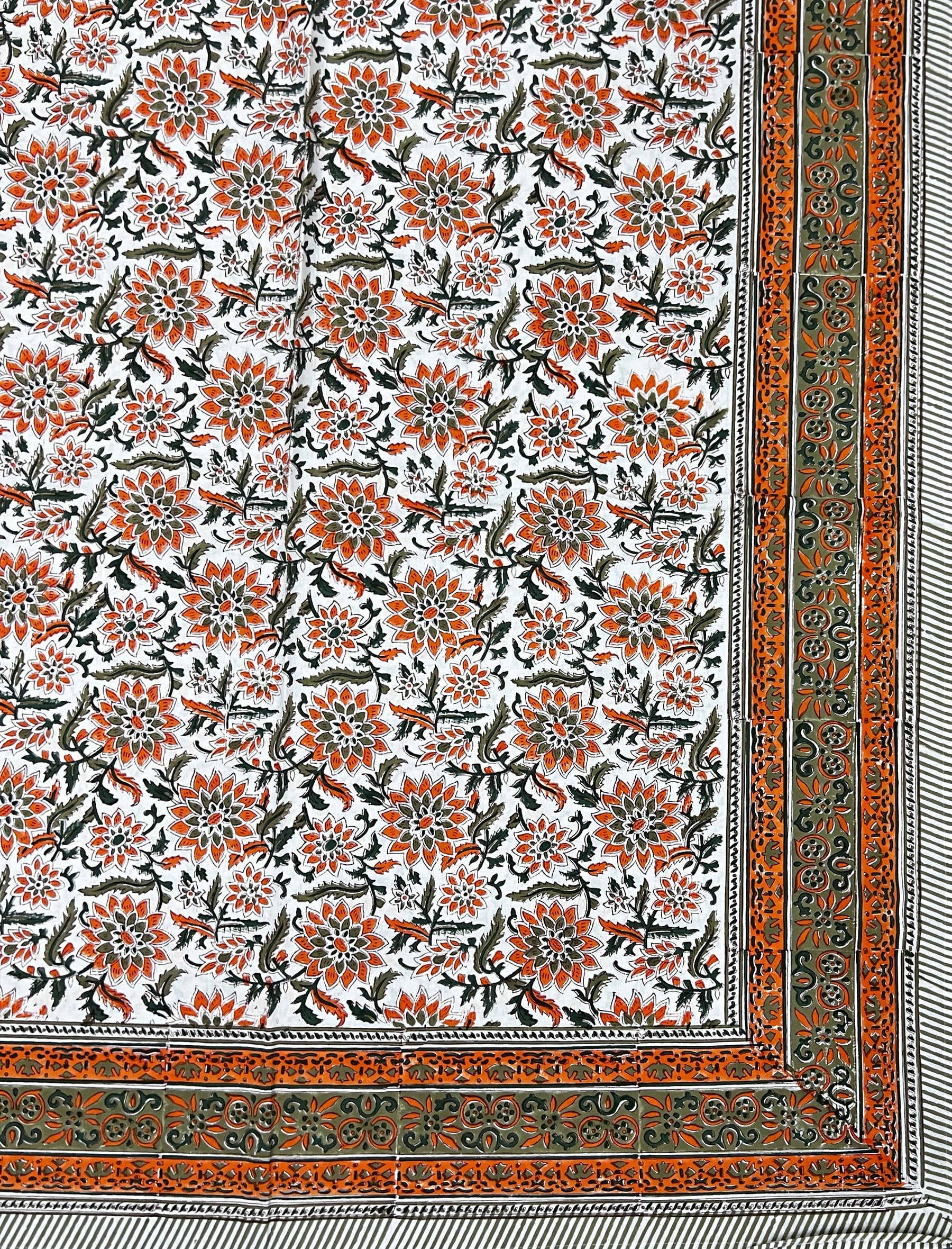Hand Block Printed Cotton Double Bedsheet With Pillow Cover