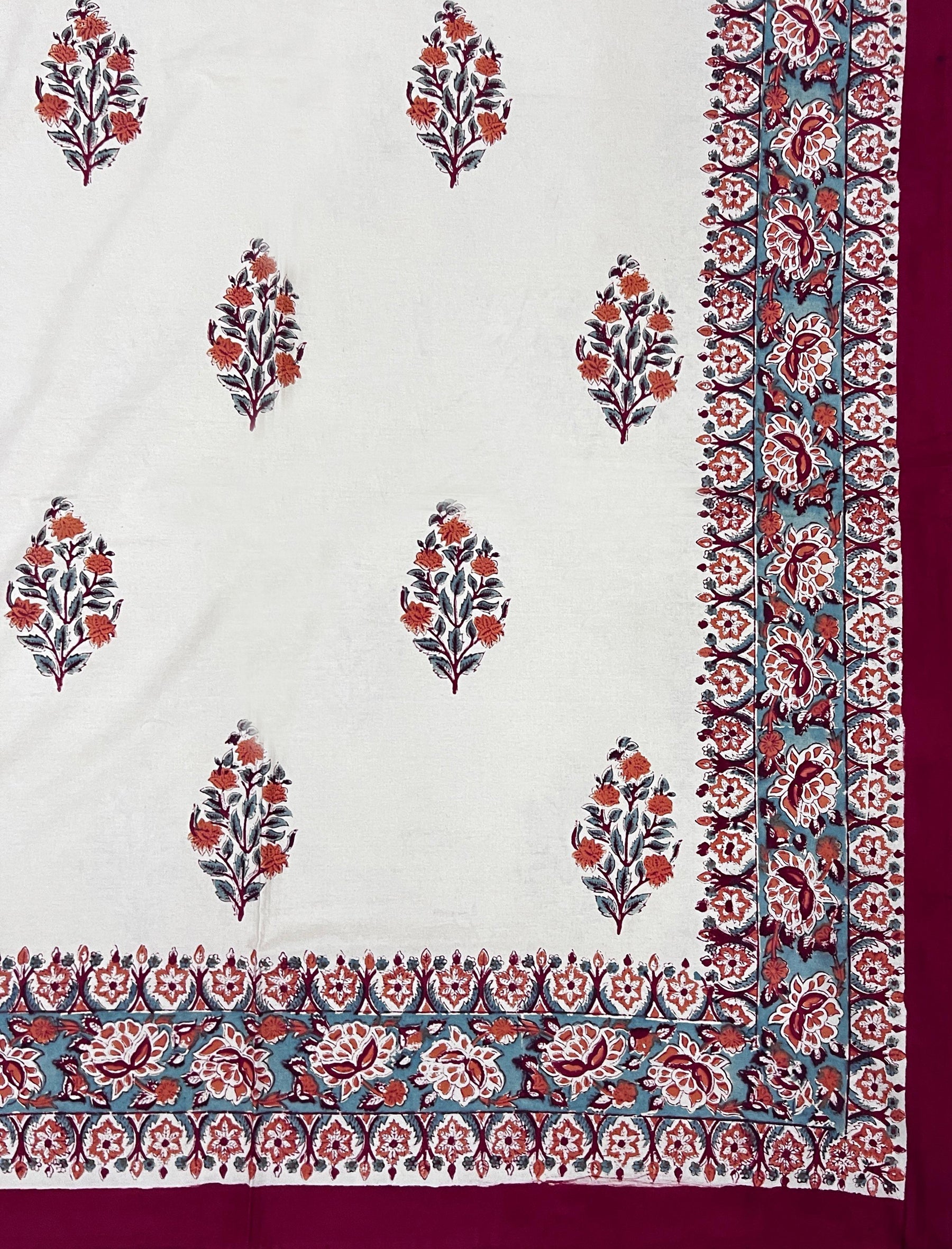 Hand Block Printed Cotton Double Bedsheet With Pillow Cover