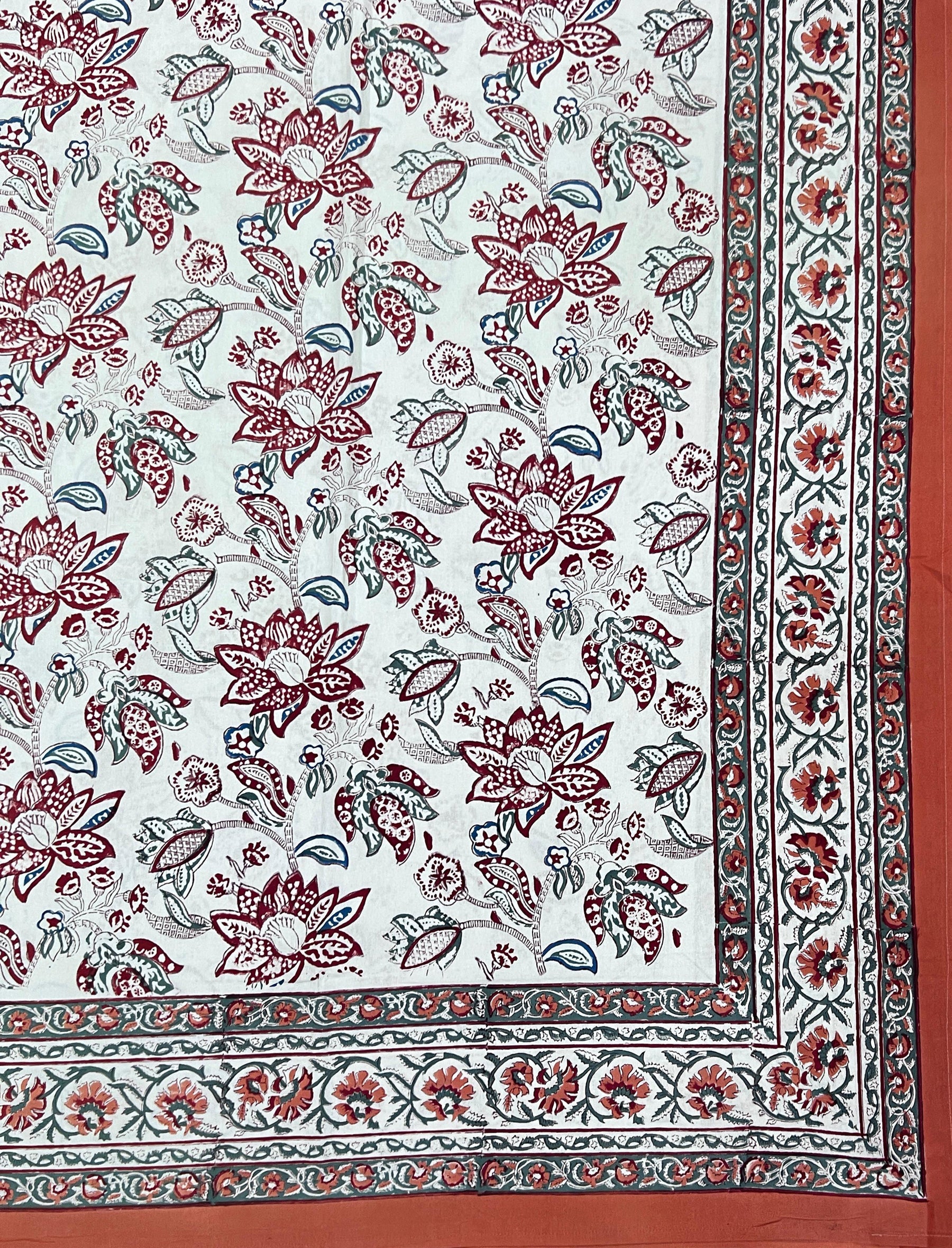 Hand Block Printed Cotton Double Bedsheet With Pillow Cover