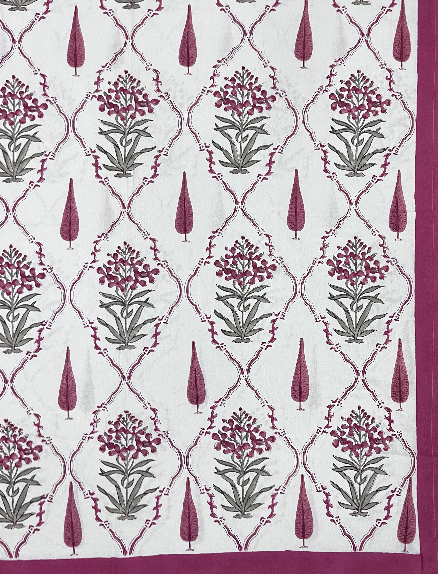 Hand Block Printed Cotton Double Bedsheet With Pillow Cover