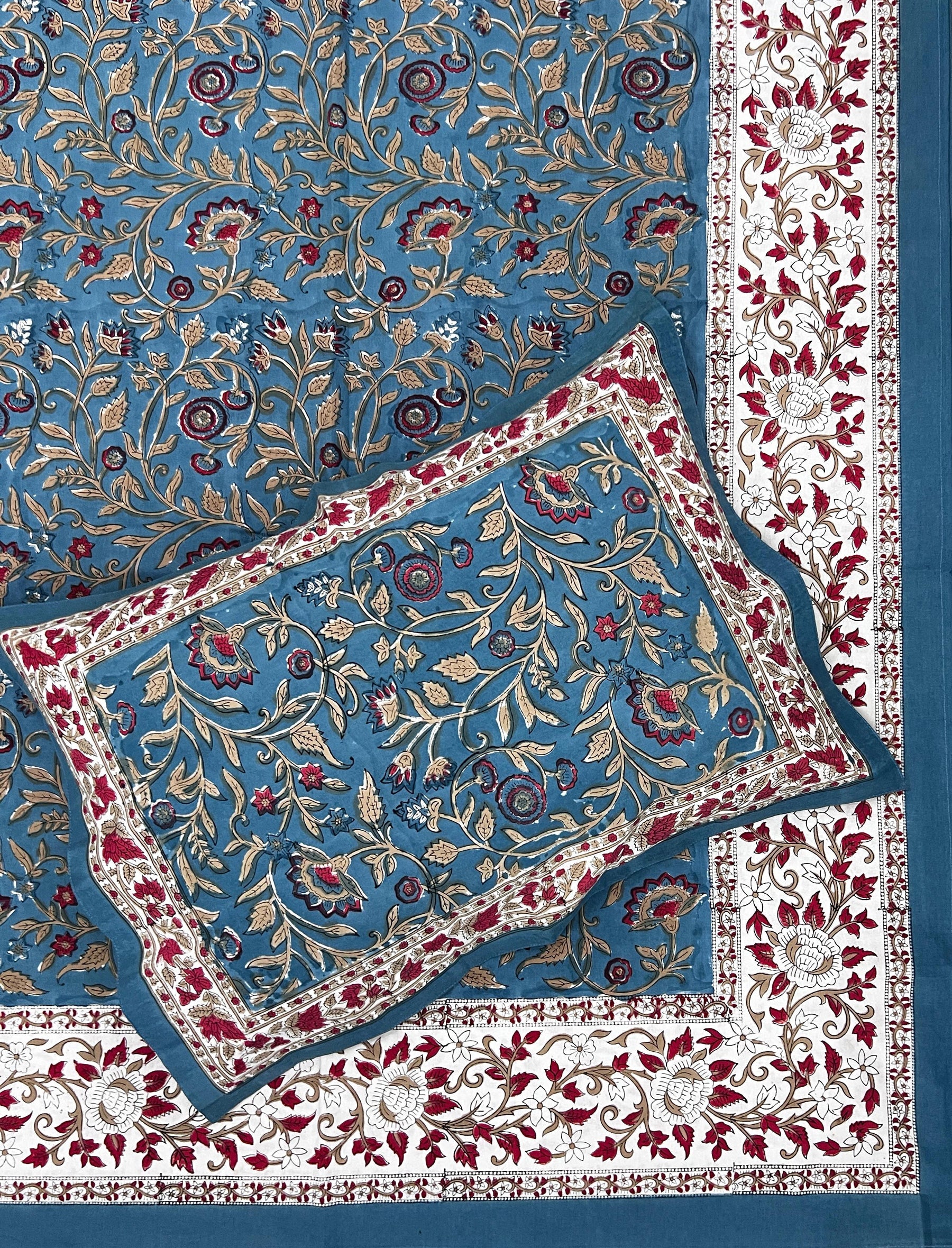 Hand Block Printed Cotton Double Bedsheet With Pillow Cover