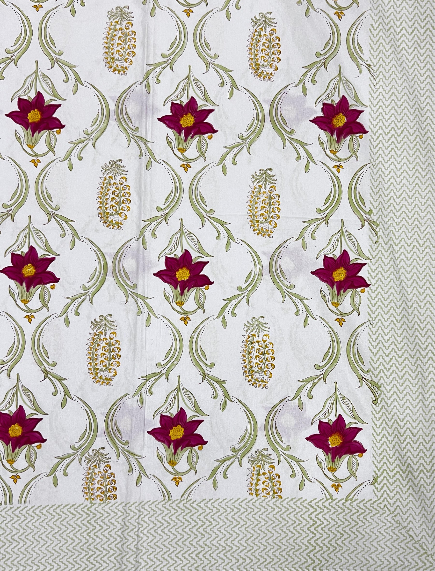 Hand Block Printed Cotton Double Bedsheet With Pillow Cover