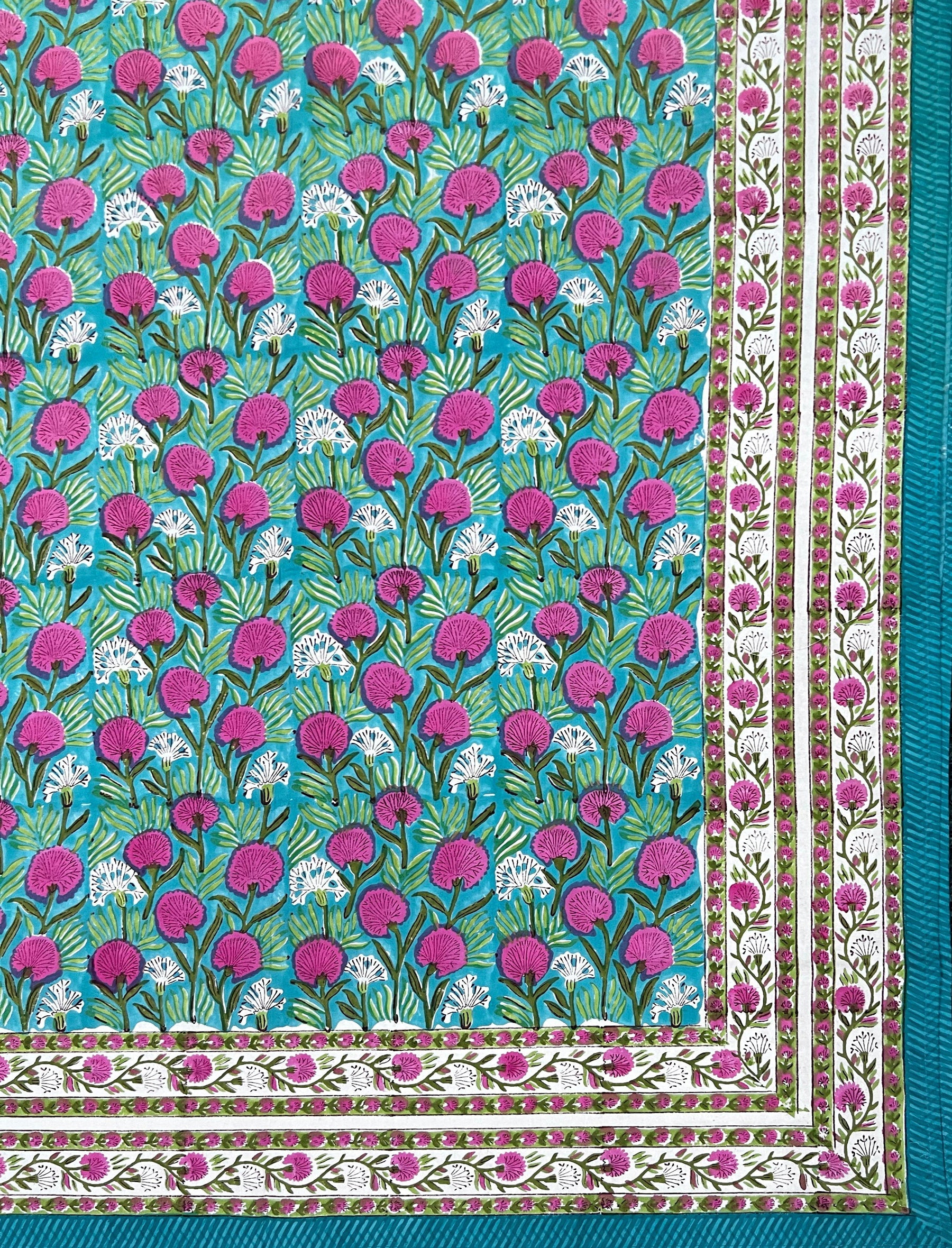 Hand Block Printed Cotton Double Bedsheet With Pillow Cover