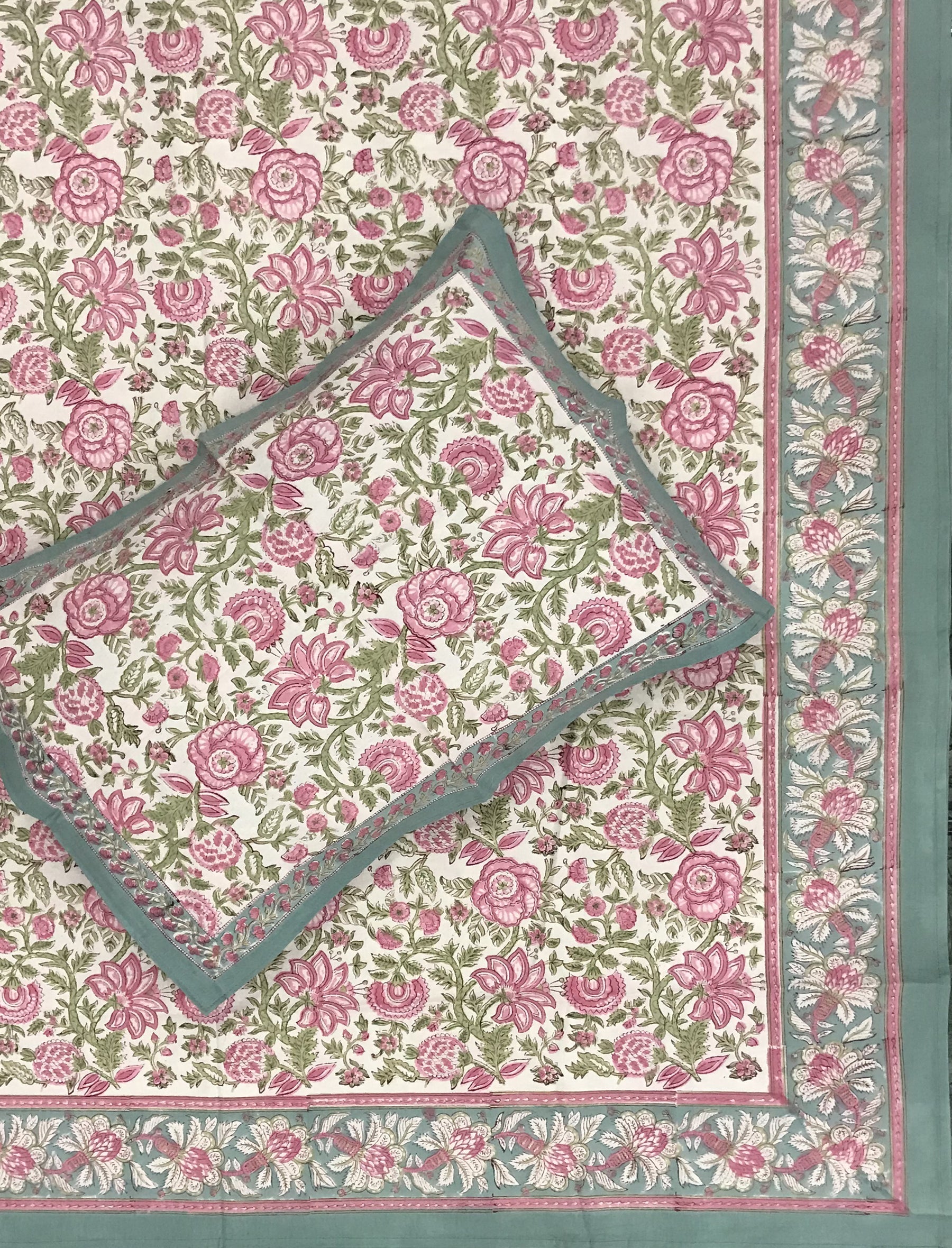Hand Block Printed Cotton Double Bedsheet With Pillow Cover