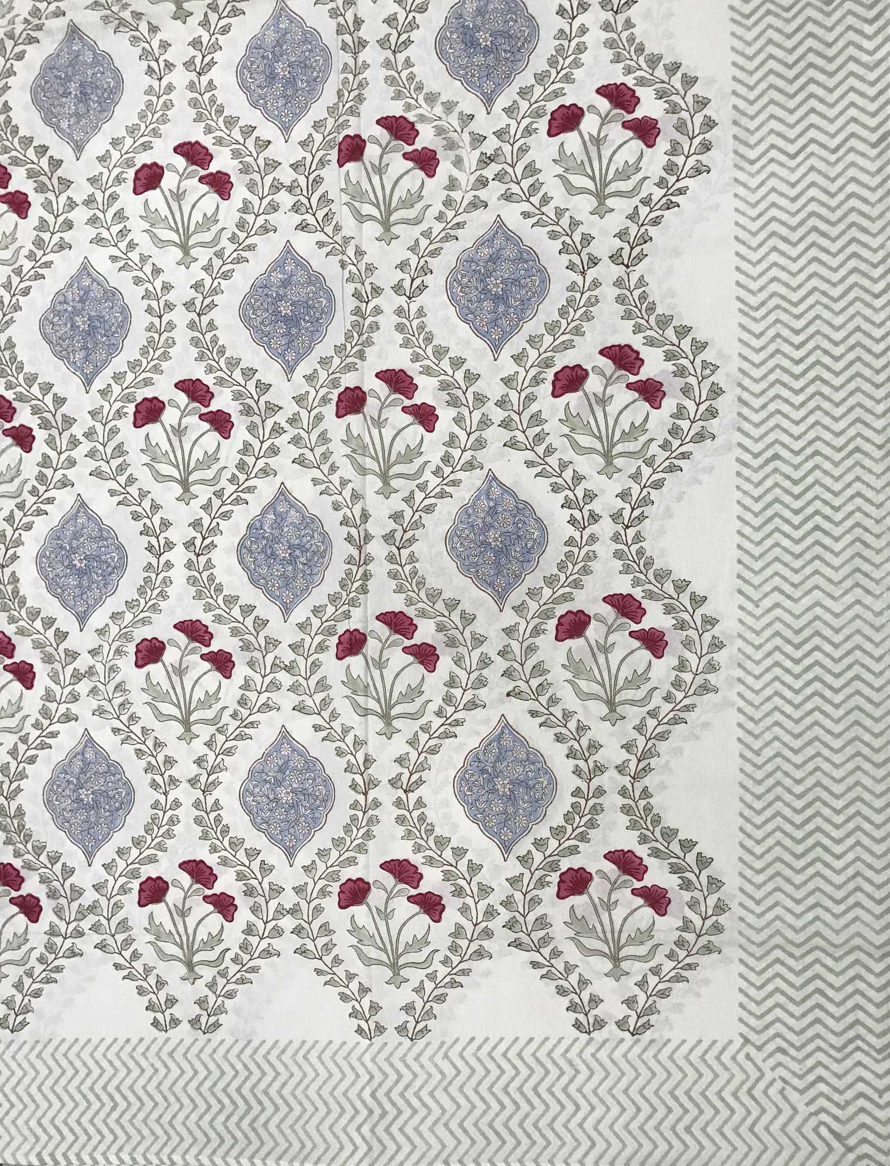 Hand Block Printed Cotton Double Bedsheet With Pillow Cover