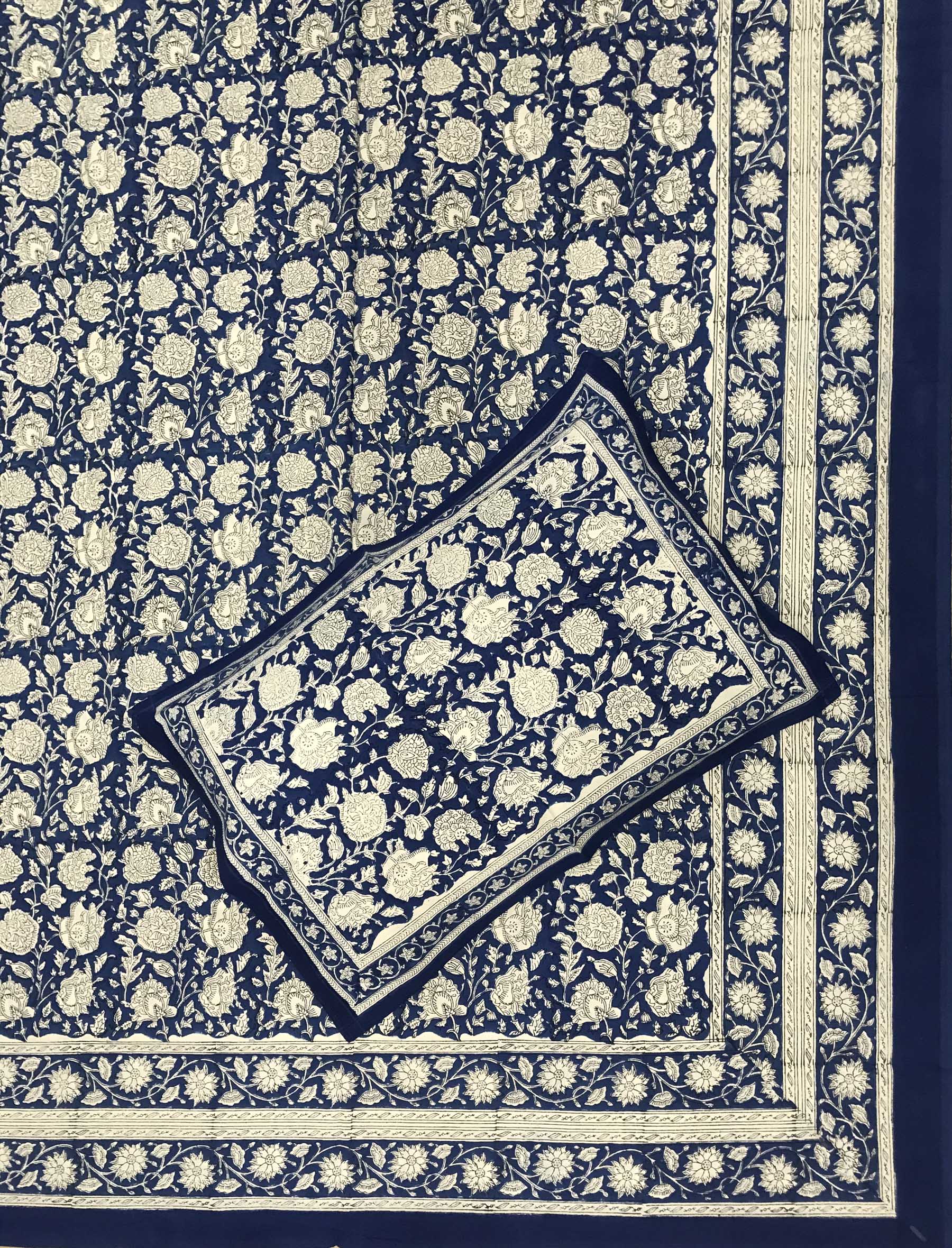 Hand Block Printed Cotton Double Bedsheet With Pillow Covers