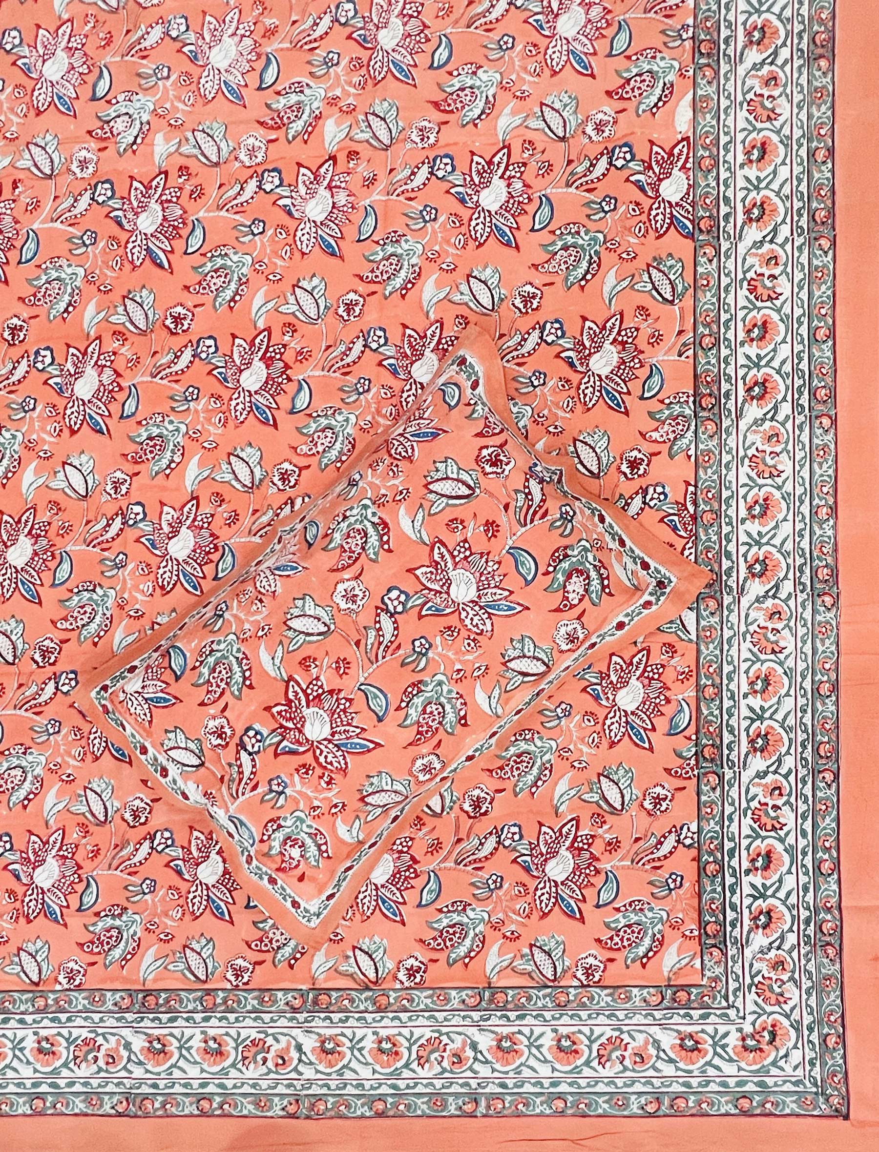 Hand Block Printed Cotton Double Bedsheet With Pillow Covers