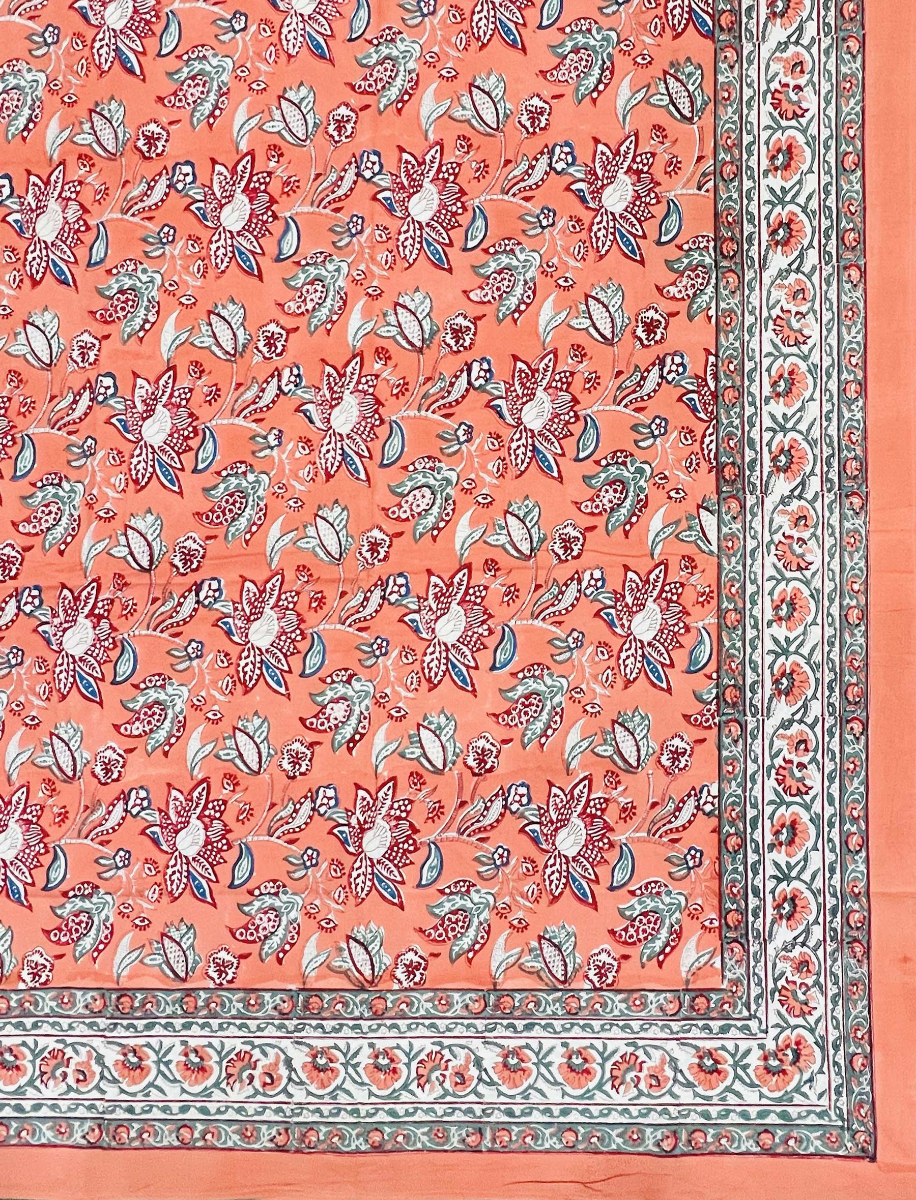 Hand Block Printed Cotton Double Bedsheet With Pillow Covers