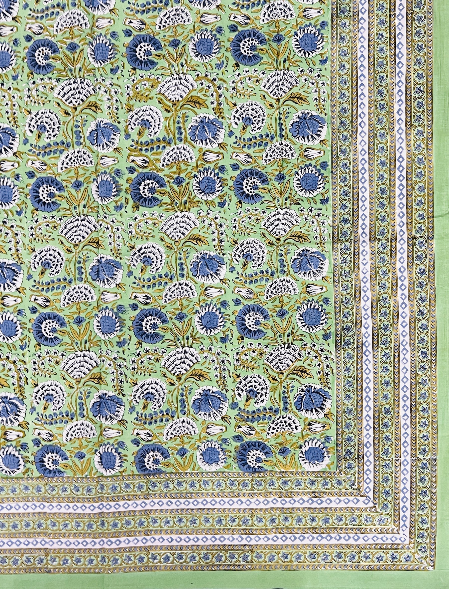Hand Block Printed Cotton Double Bedsheet With Pillow Covers