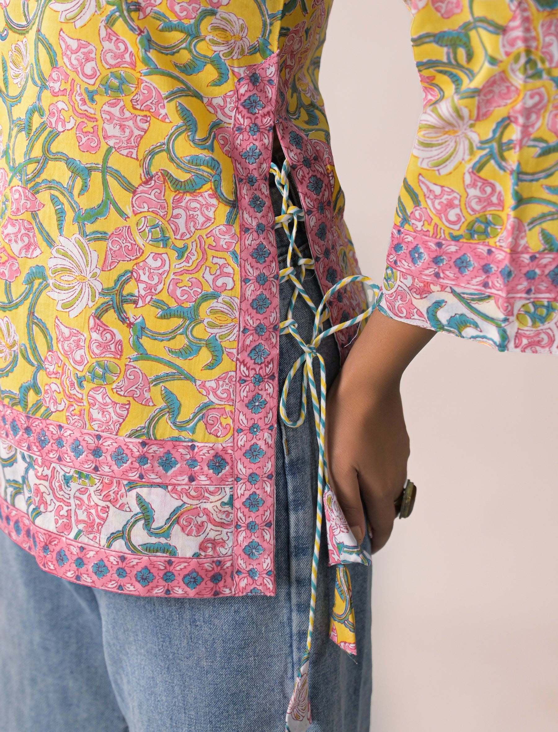 Pastel Bloom Tie Up Top