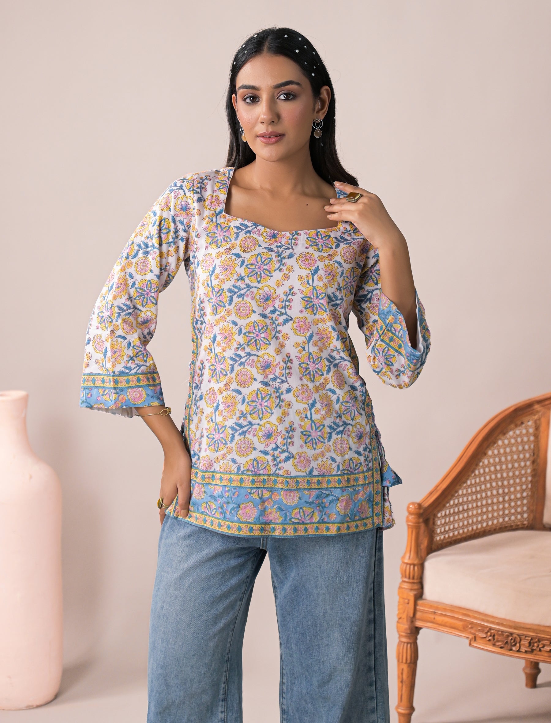 Pastel Bloom Tie Up Top