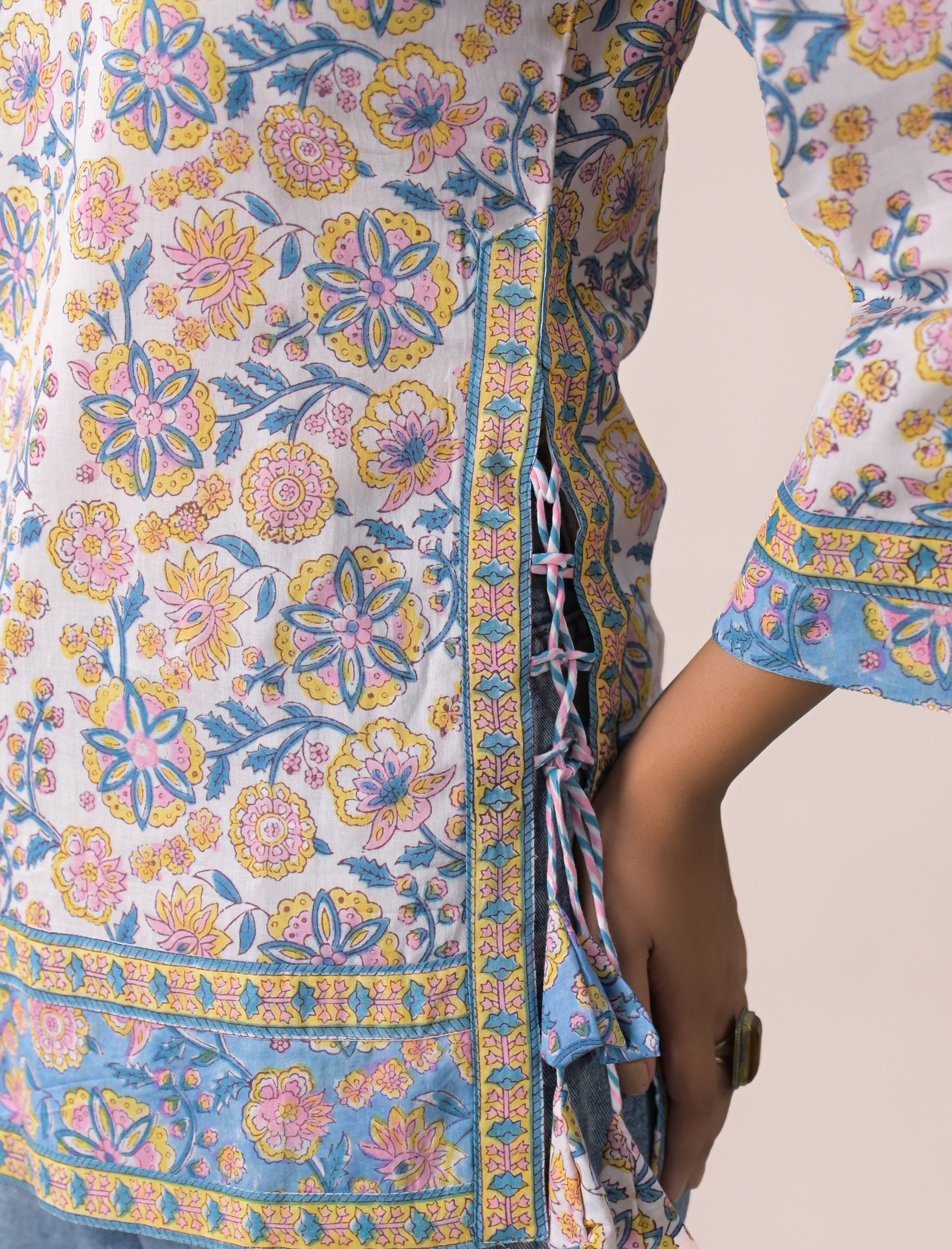Pastel Bloom Tie Up Top