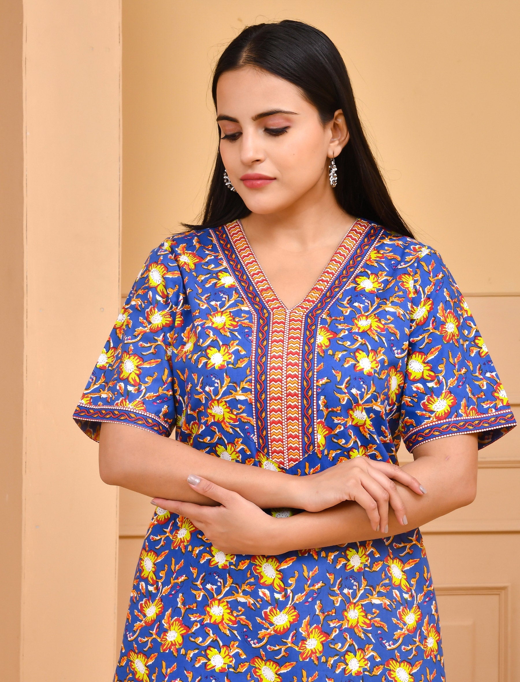 Blue Cotton Comfortable Night Gown